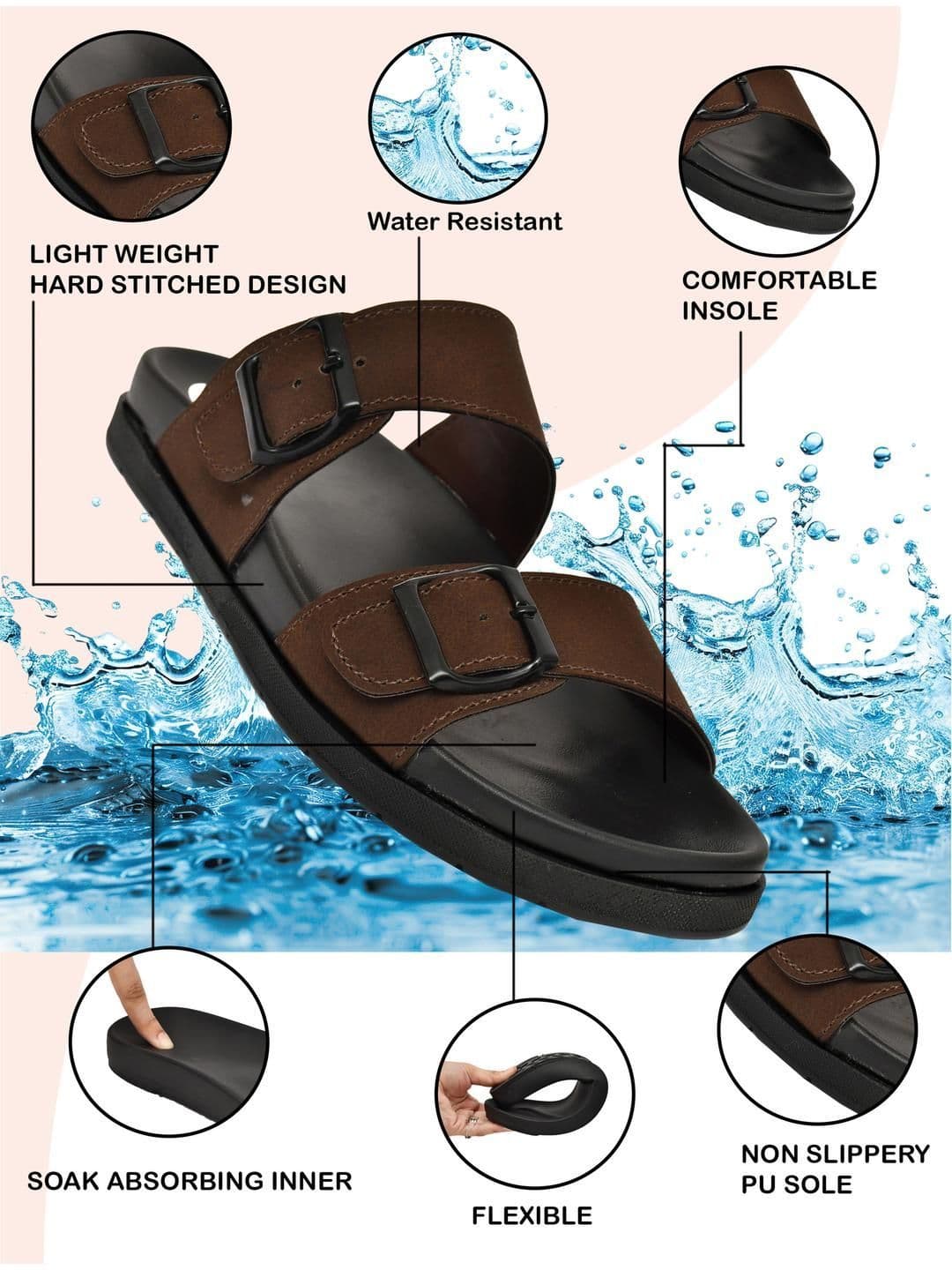 G L Trend Brown Leather Sandals thumbnail 6