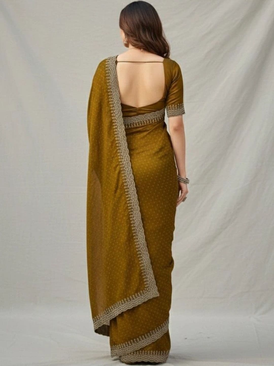 RENBRIZA Polka Dot Embroidered Net Saree thumbnail 2