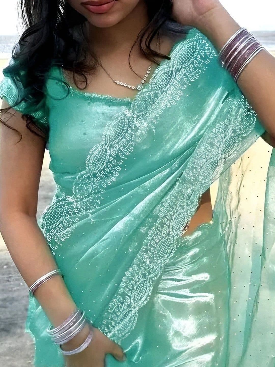 RENBRIZA Embroidered Art Silk Saree thumbnail 4
