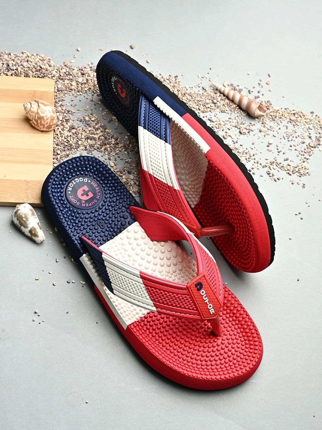 DOCTOR HEALTH SUPER SOFT Men Colourblocked Thong Flip-Flops thumbnail 3
