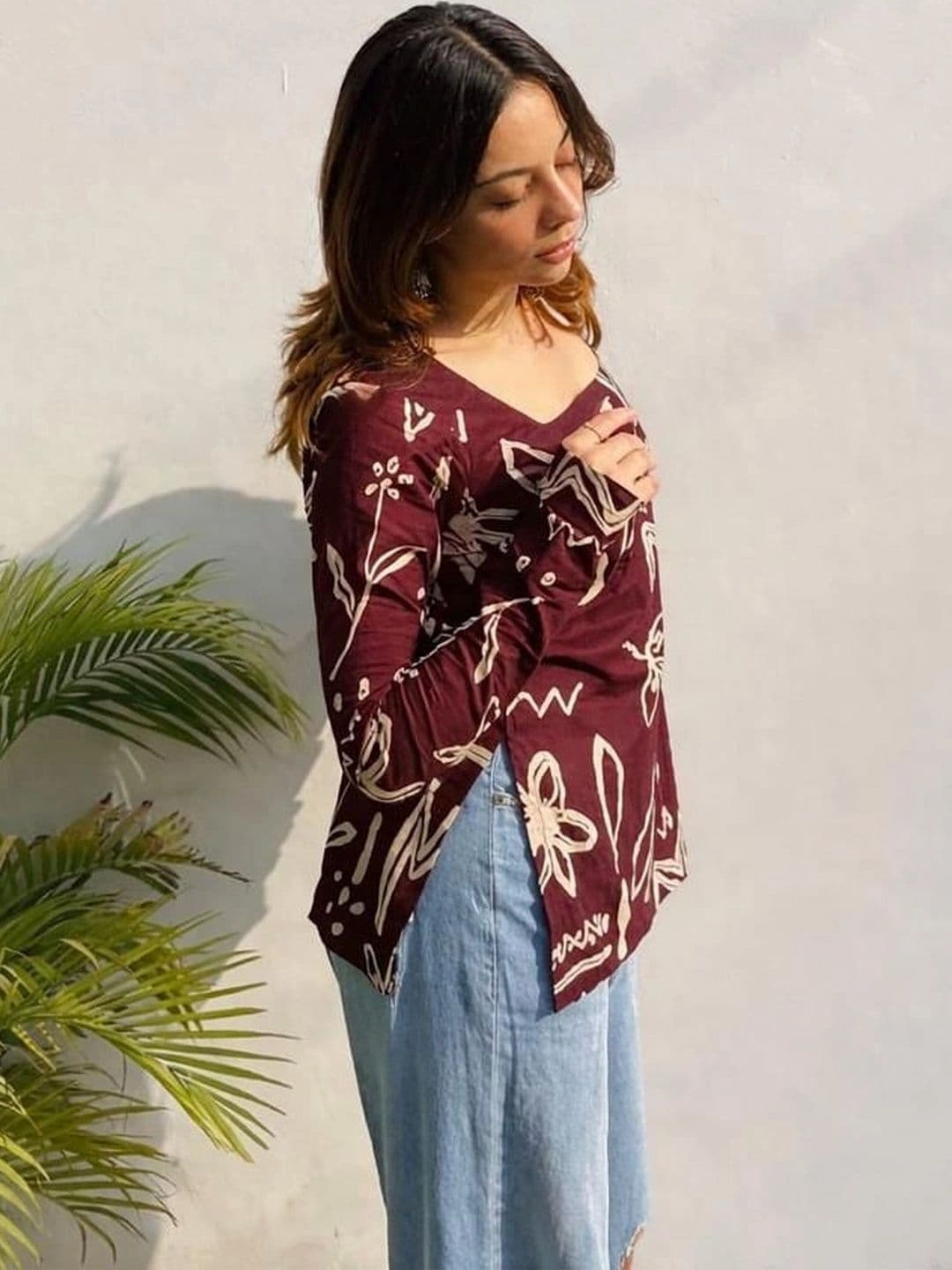 Sangria Printed Square Neck Kurti thumbnail 3
