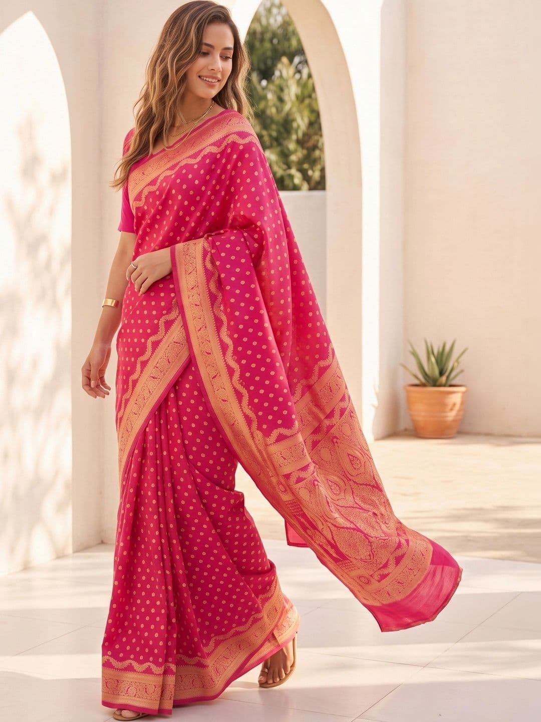 ROOP RADHIKA Woven Design Zari Silk Blend Designer Banarasi Saree thumbnail 2