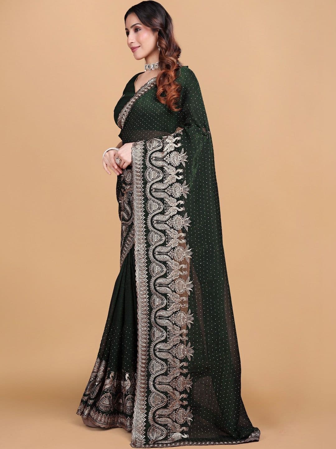 The Bag Street Embroidered Poly Crepe Chanderi Saree thumbnail 5