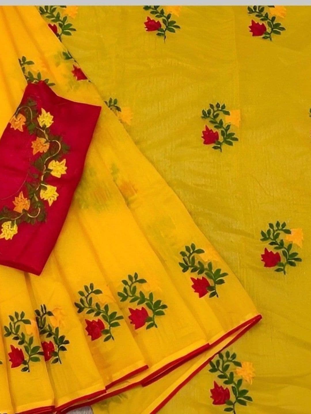 RENBRIZA Floral Art Silk Saree thumbnail 3