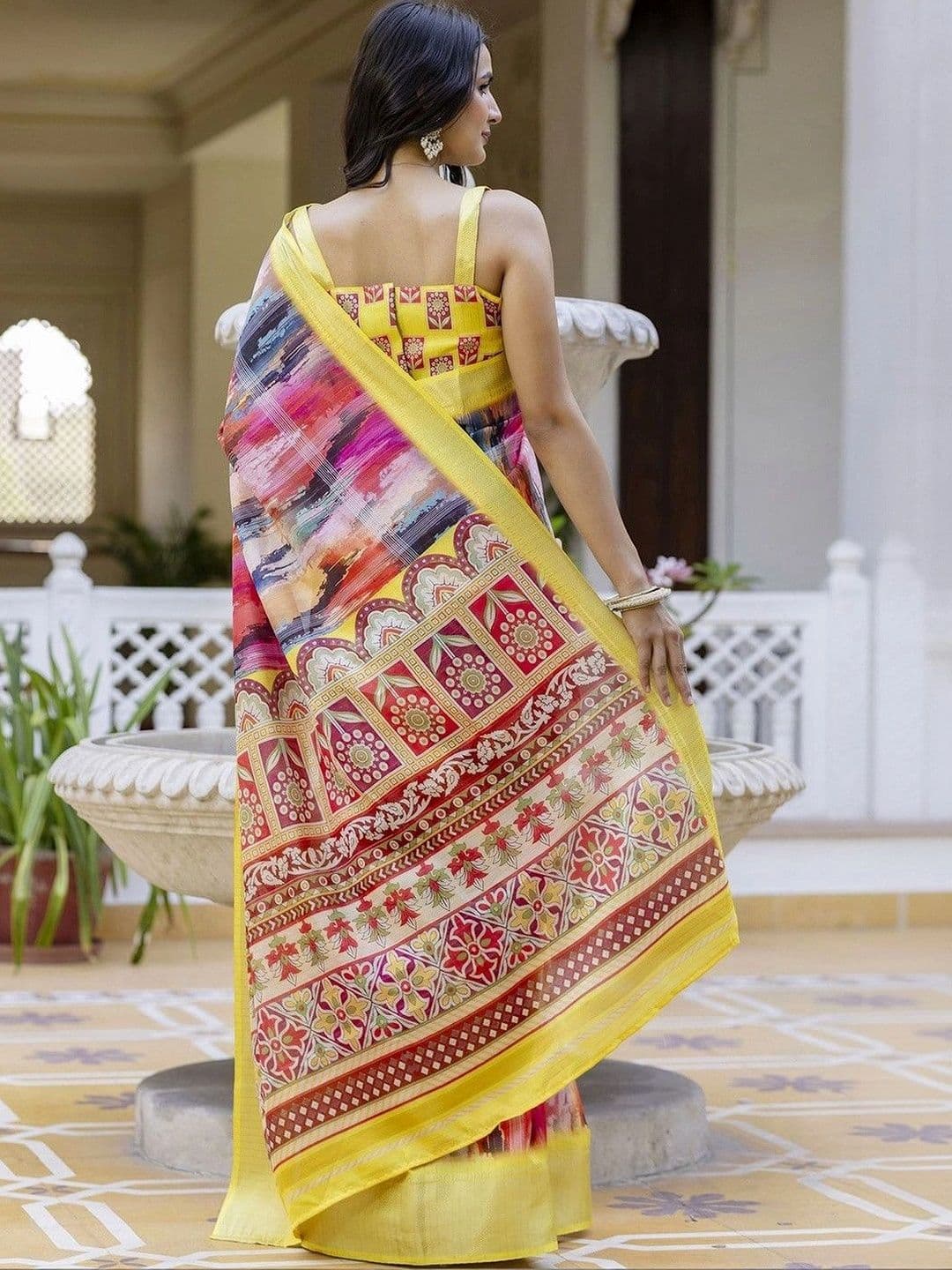 KALINI Zari Art Silk Fusion Saree thumbnail 2