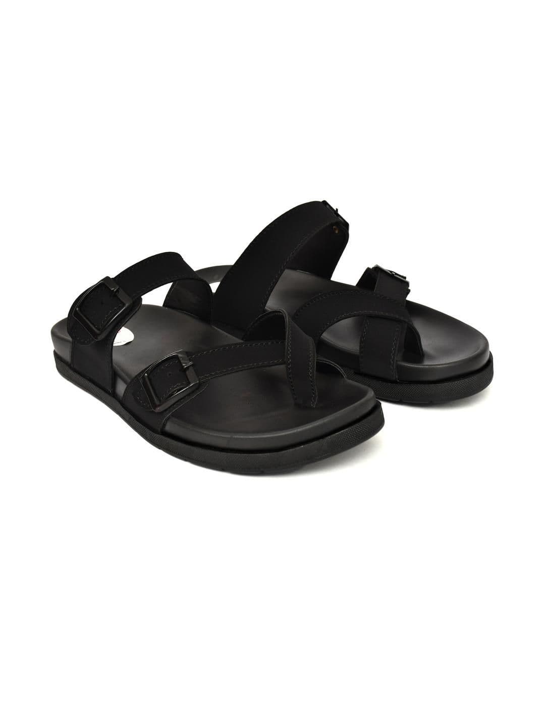 G L Trend Black Leather Sandals thumbnail 5