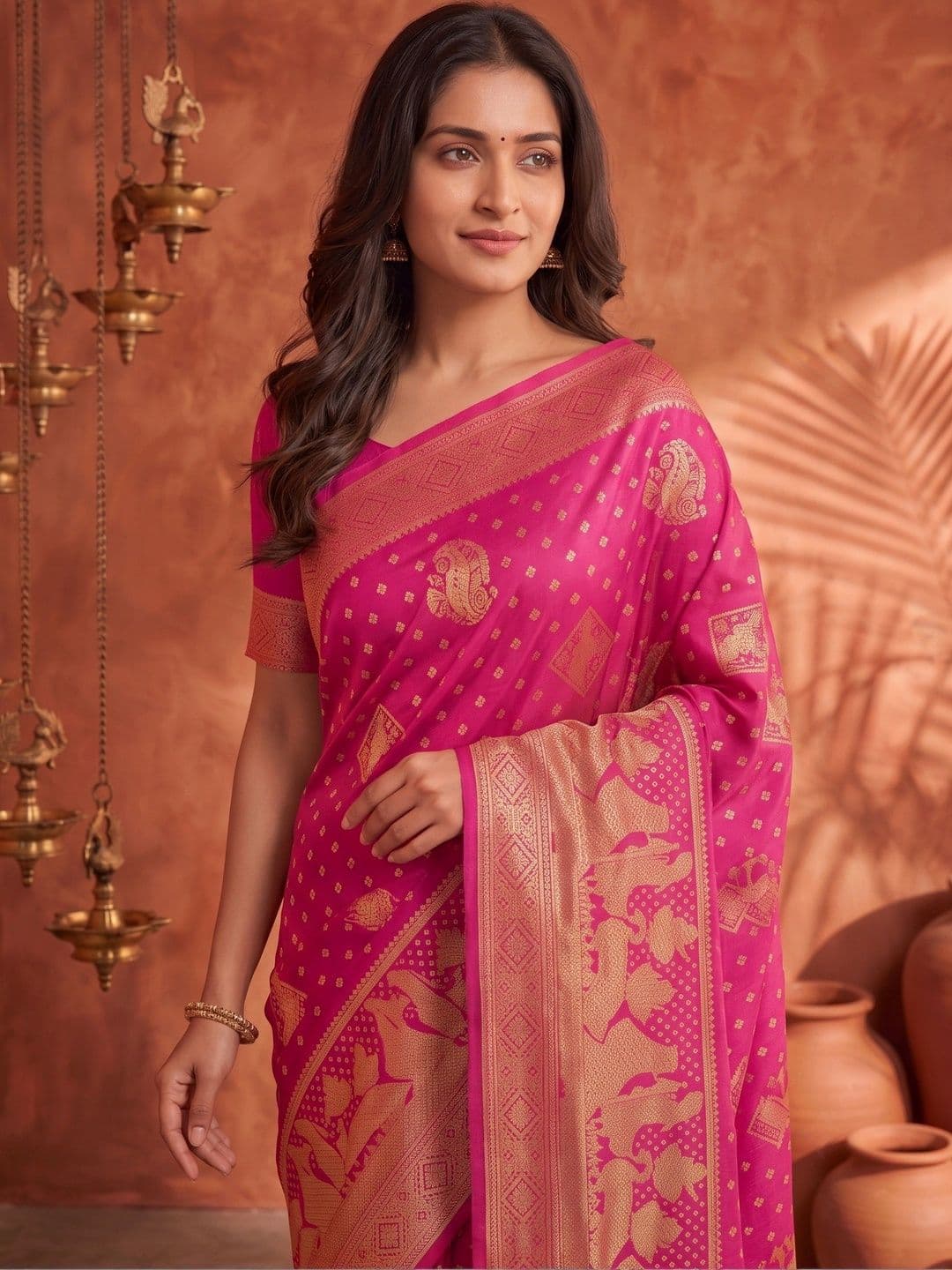 ROOP RADHIKA Woven Design Zari Silk Blend Designer Banarasi Saree thumbnail 6