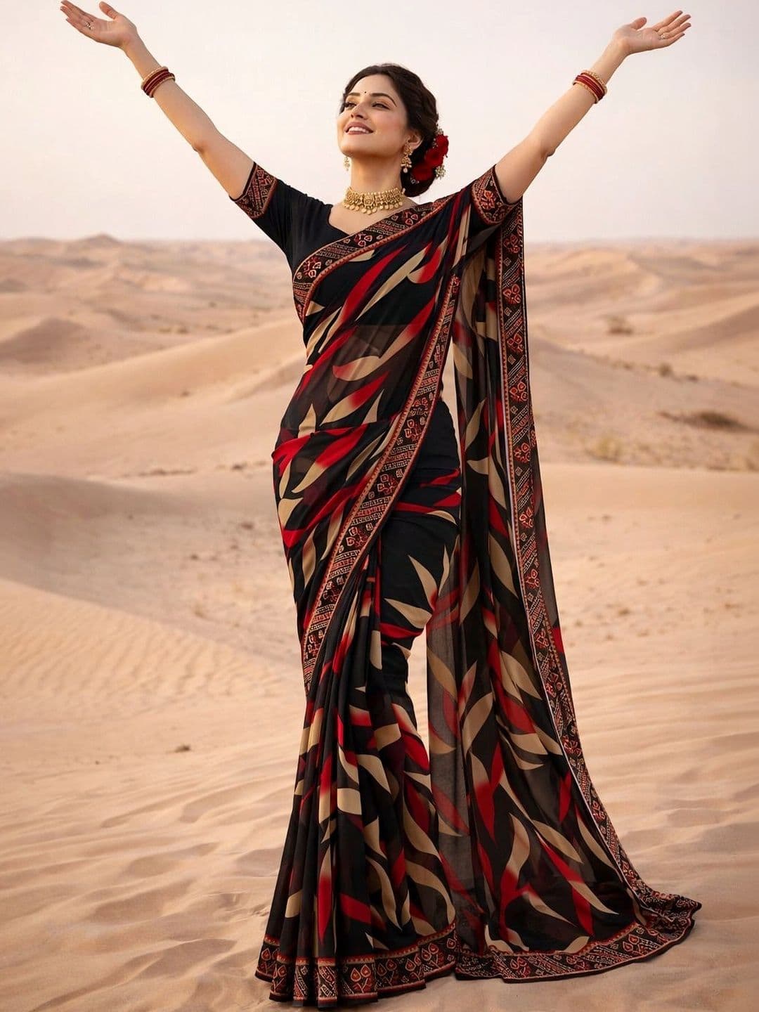 RENBRIZA Poly Georgette Saree - view 1