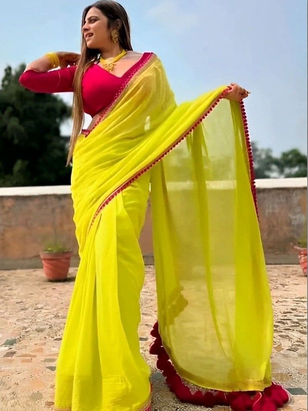 RENBRIZA Poly Georgette Saree thumbnail 6