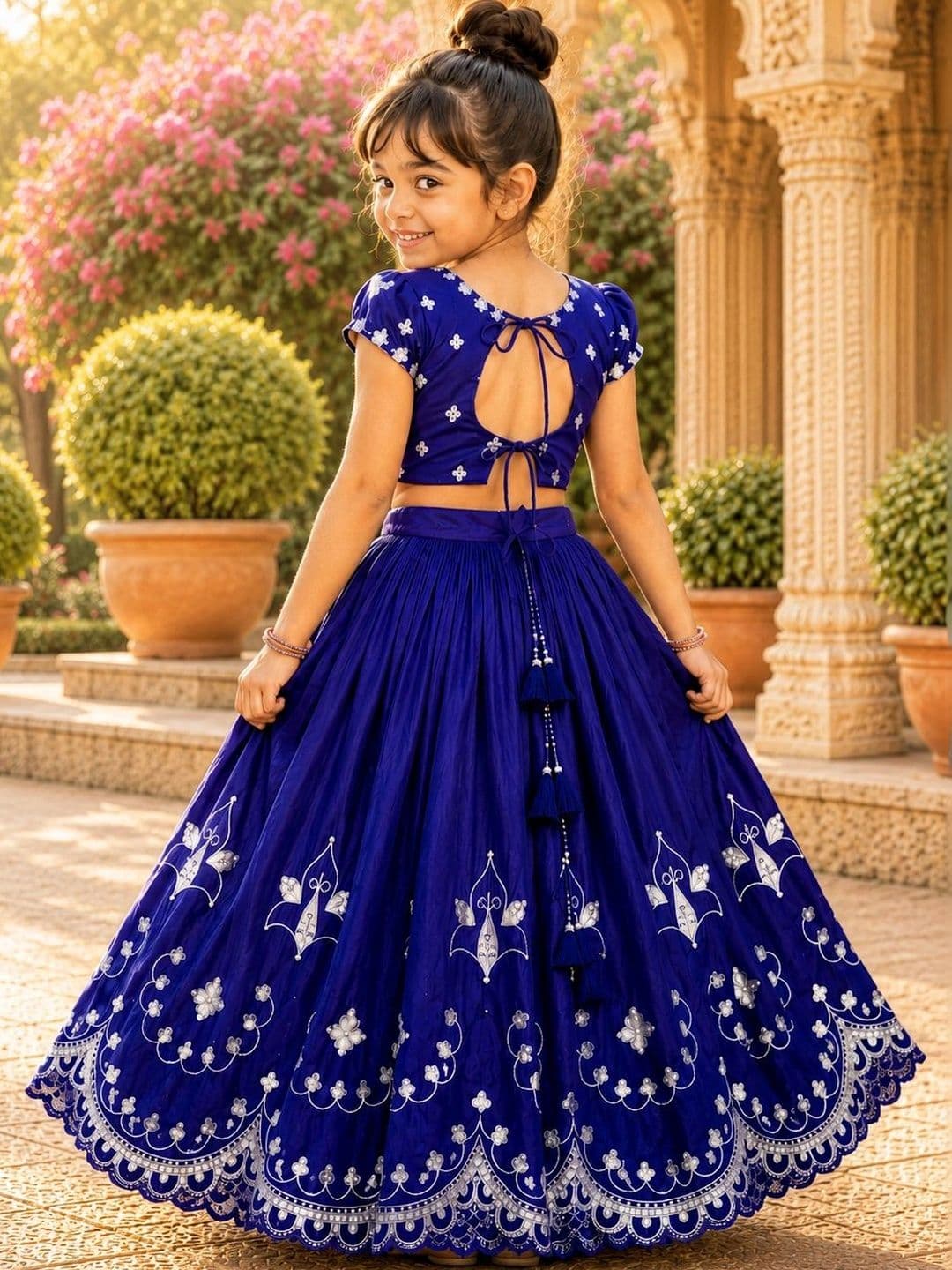 Sangria Girls Embroidered Thread Work Ready to Wear Lehenga & thumbnail 3