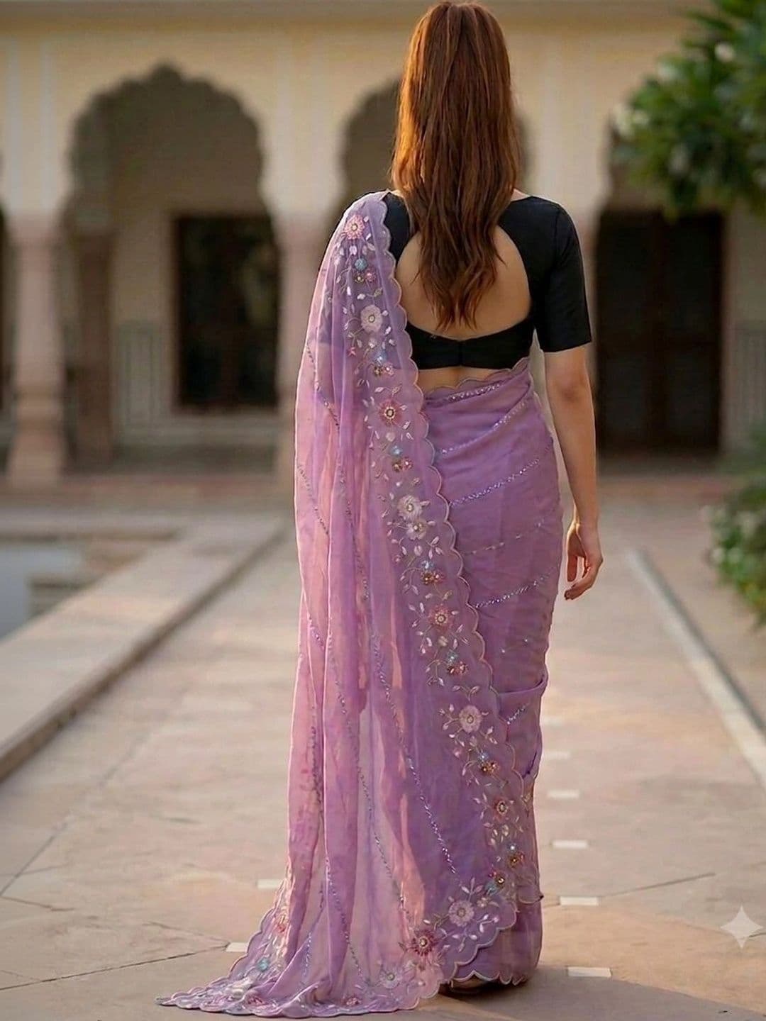 shreecre Floral Embroidered Art Silk Saree thumbnail 2