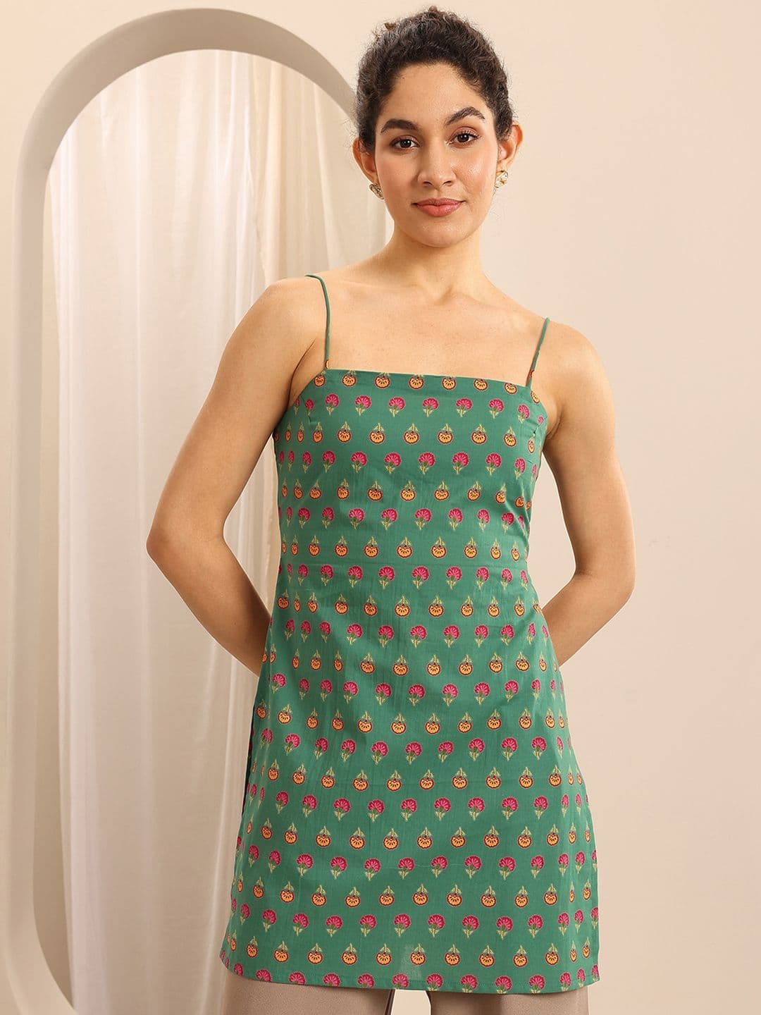 Libas Floral Printed Square Neck Kurti thumbnail 3