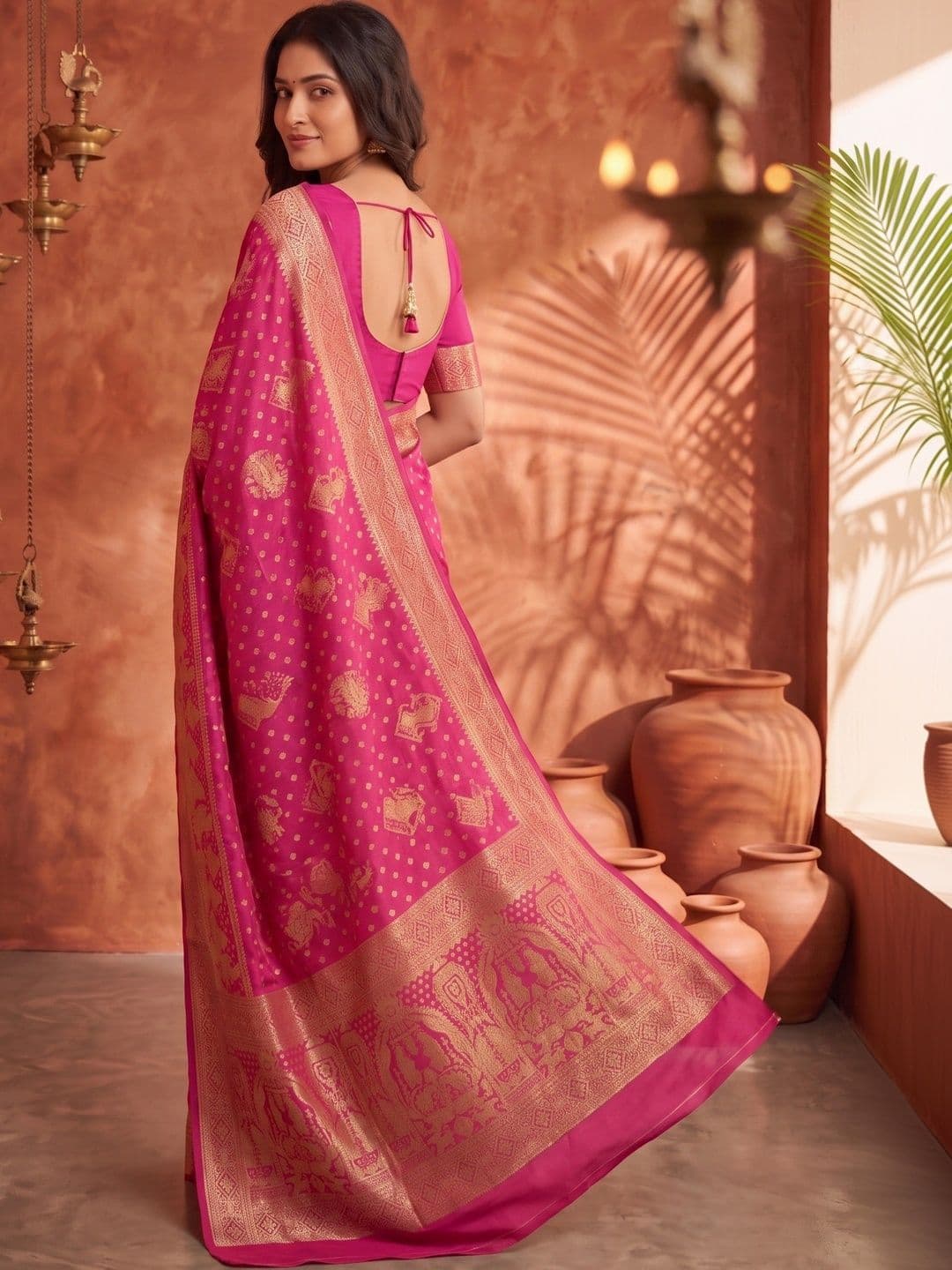 ROOP RADHIKA Woven Design Zari Silk Blend Designer Banarasi Saree thumbnail 5
