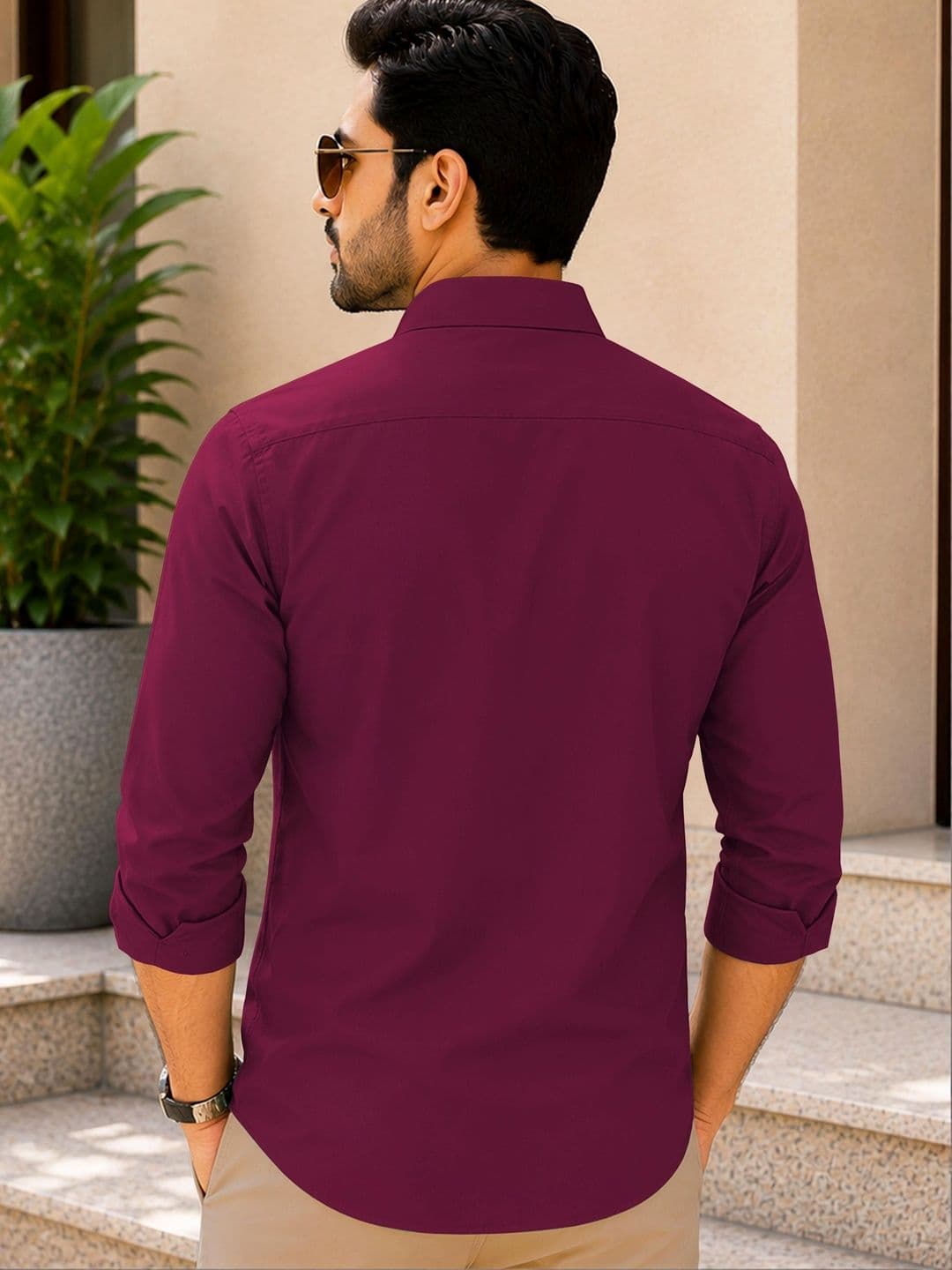VeBNoR Men Standard Fit Spread Collar Solid Casual Shirt thumbnail 3