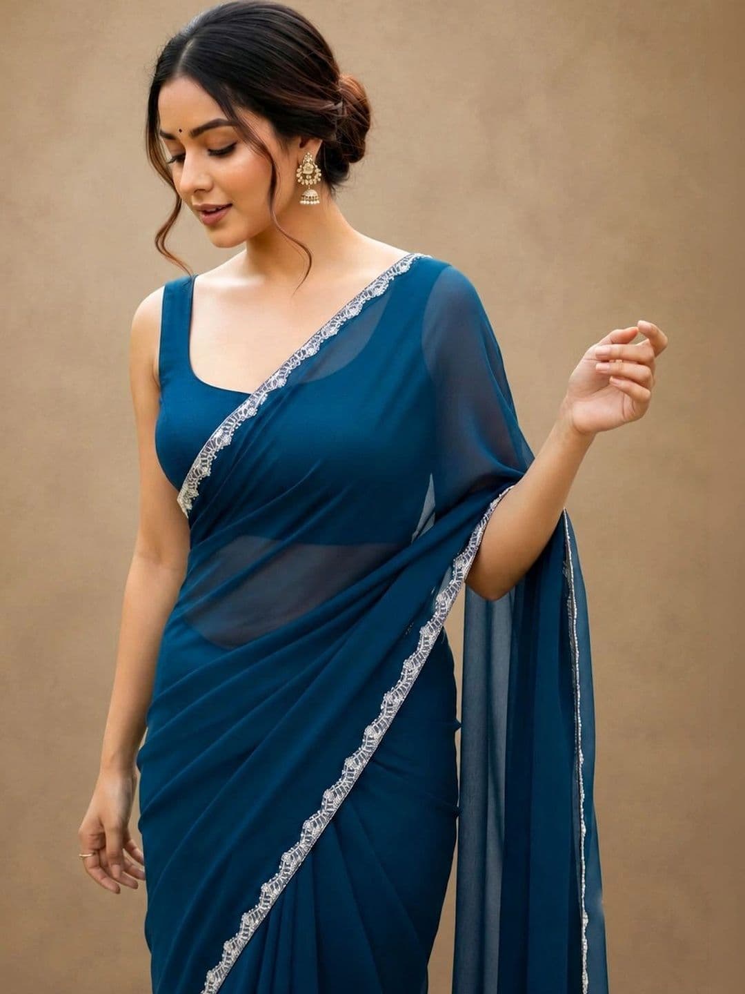 shreecre Pure Georgette Saree thumbnail 3