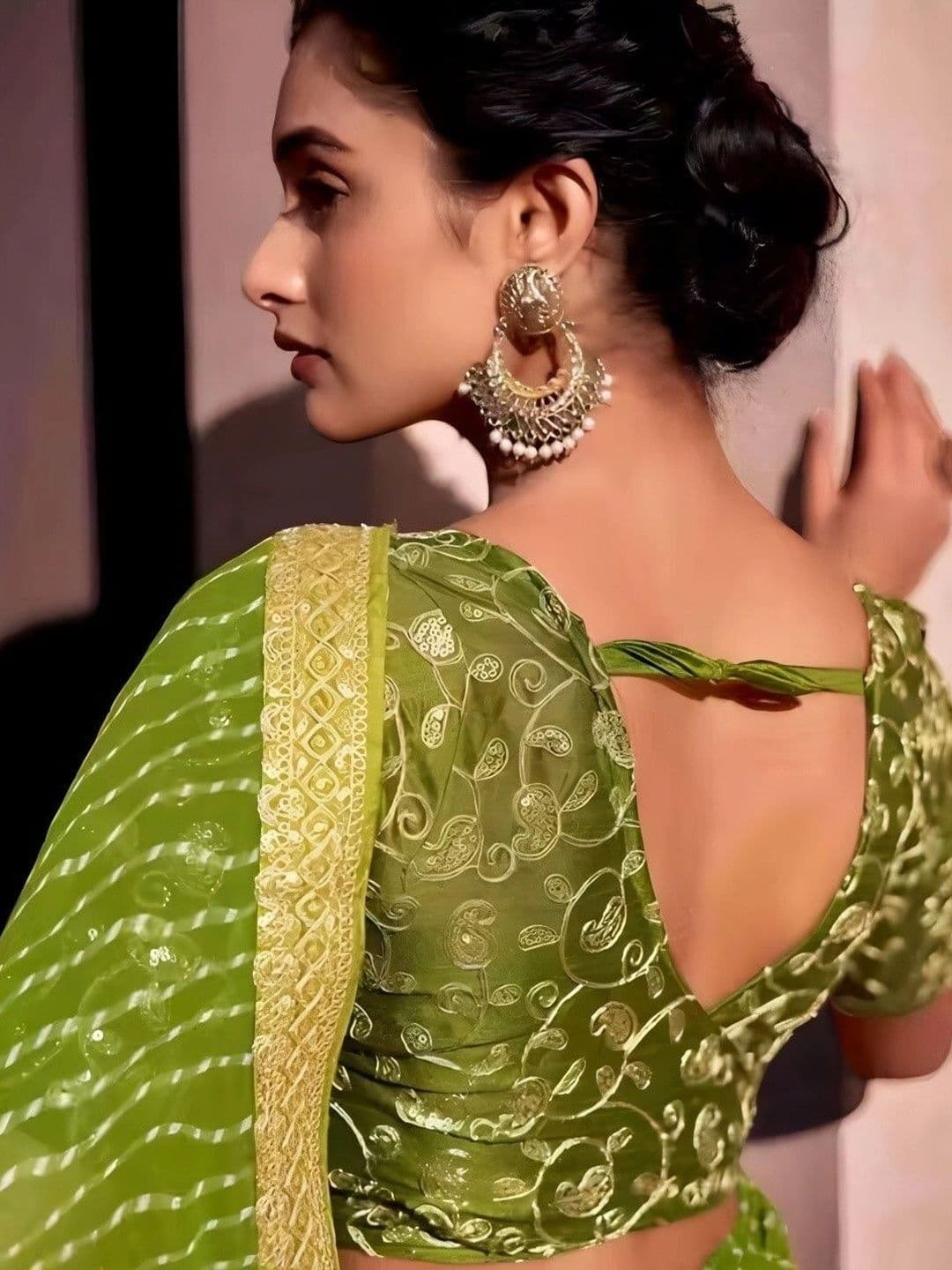 RENBRIZA Leheriya Poly Georgette Saree thumbnail 4