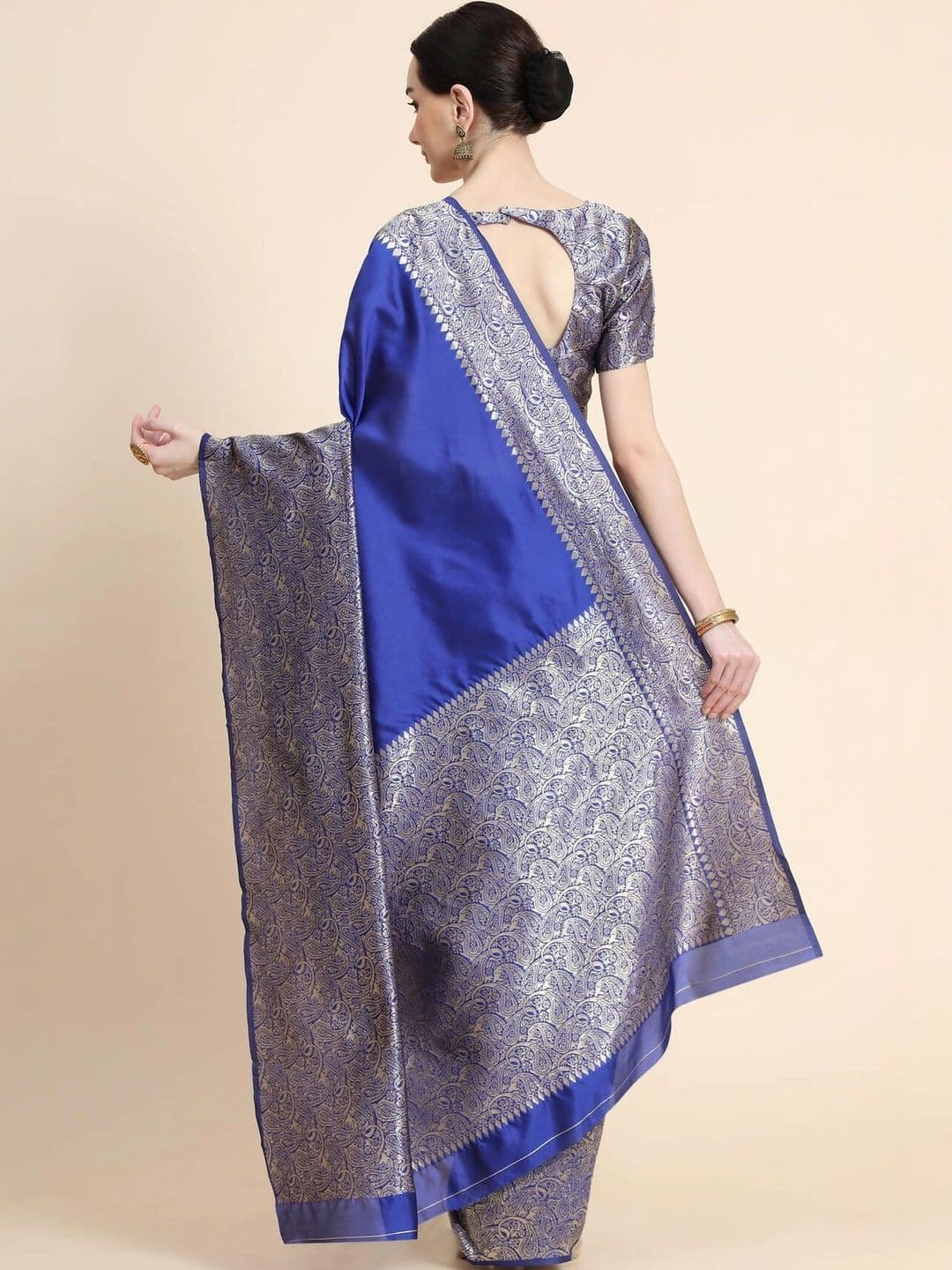 VS MALL Ethnic Motifs Zari Banarasi Saree thumbnail 2