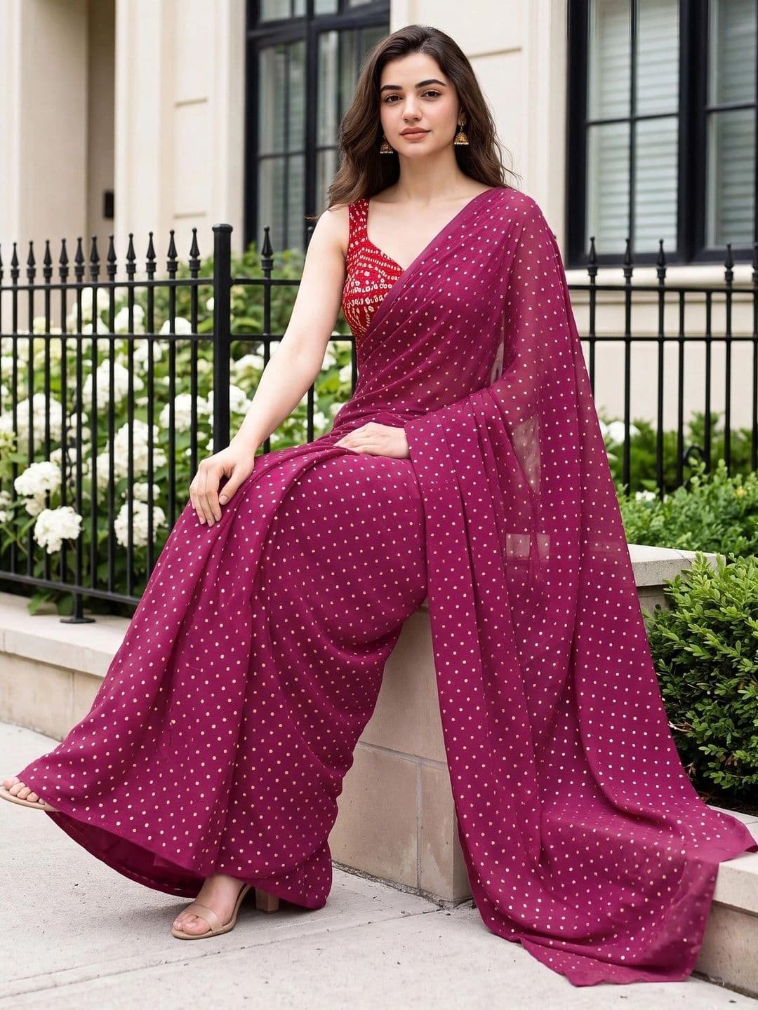 Looootnest Embellished Pure Georgette Saree thumbnail 2