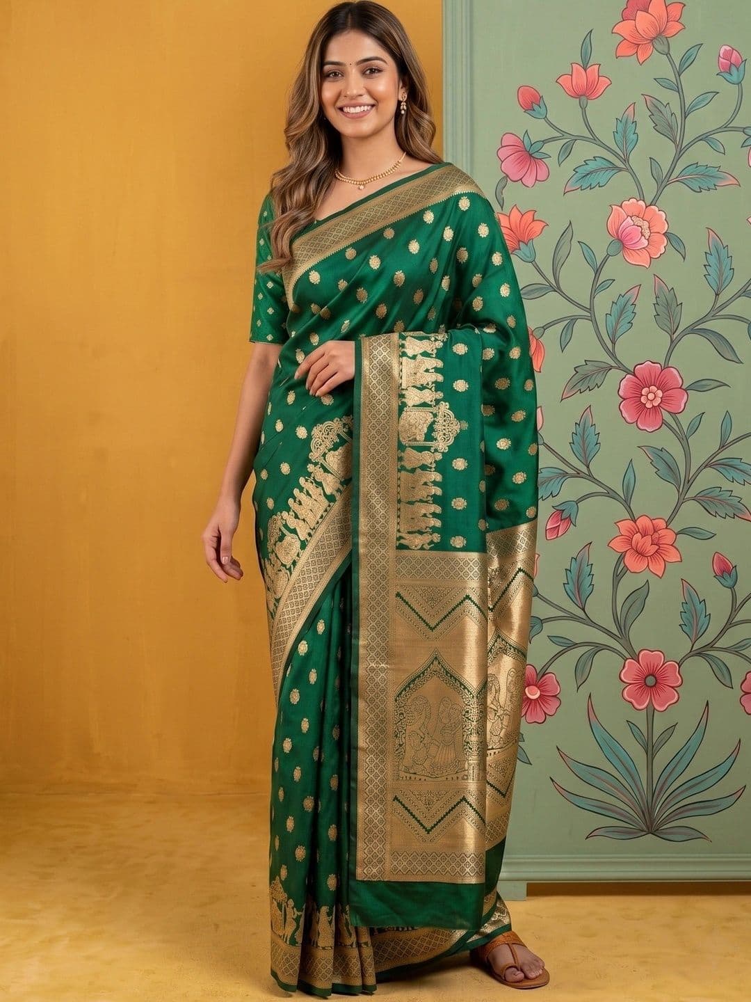 ROOP RADHIKA Woven Design Zari Silk Blend Designer Banarasi Saree thumbnail 4