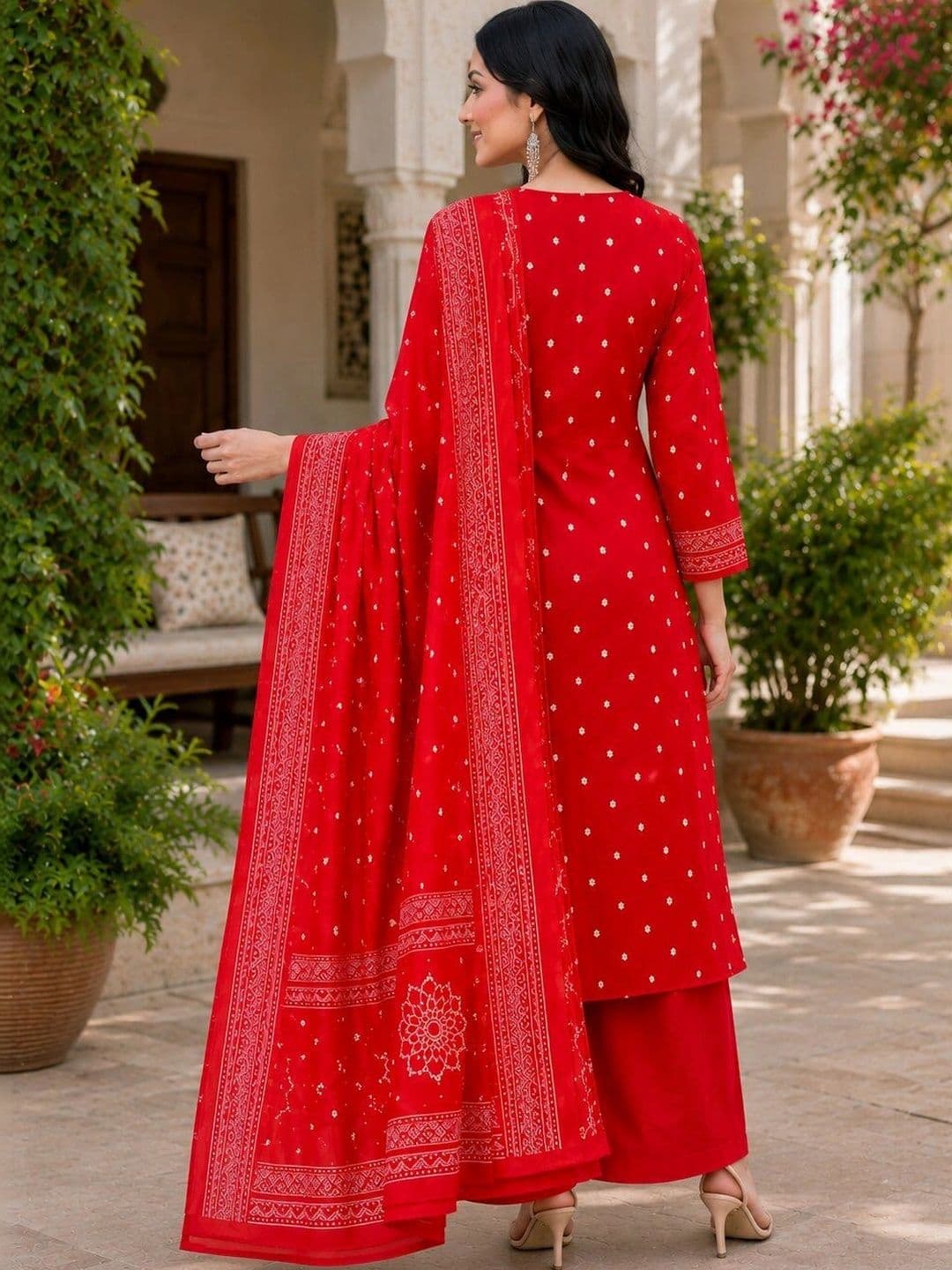 SANTOPERA DESIGNER Women Ethnic Motifs Printed Regular Kurta with Palazzos & With Dupatta thumbnail 7