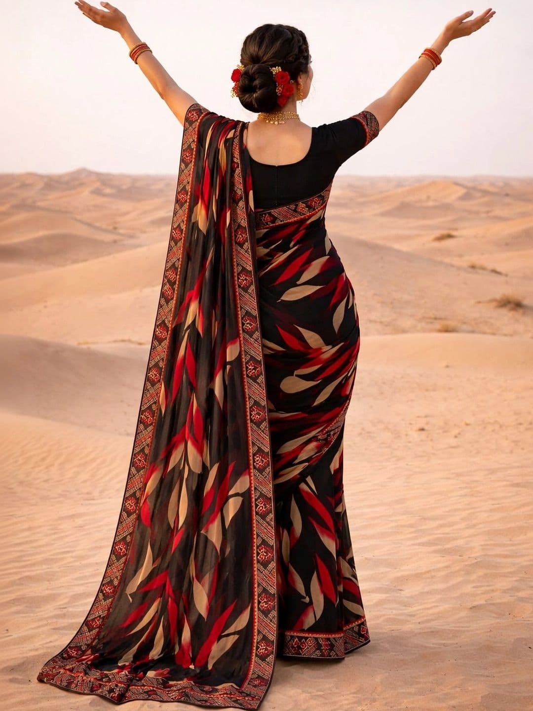RENBRIZA Poly Georgette Saree thumbnail 2