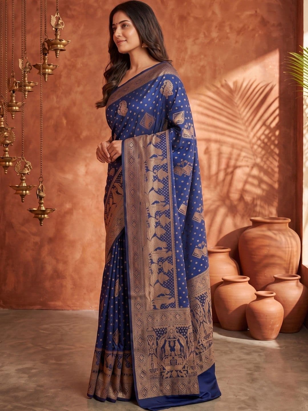 ROOP RADHIKA Woven Design Zari Silk Blend Designer Banarasi Saree thumbnail 2