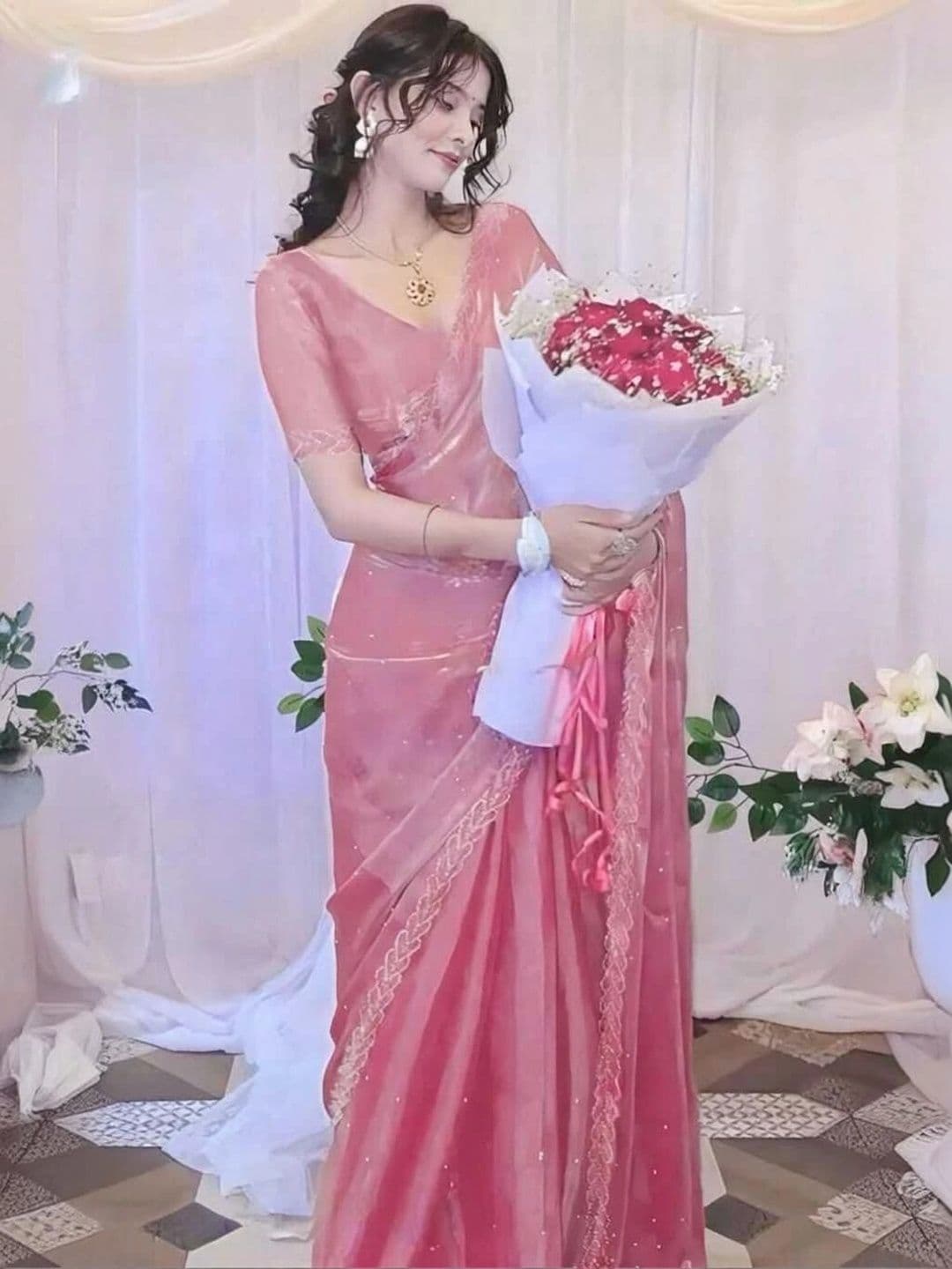 RENBRIZA Embroidered Art Silk Saree - view 1
