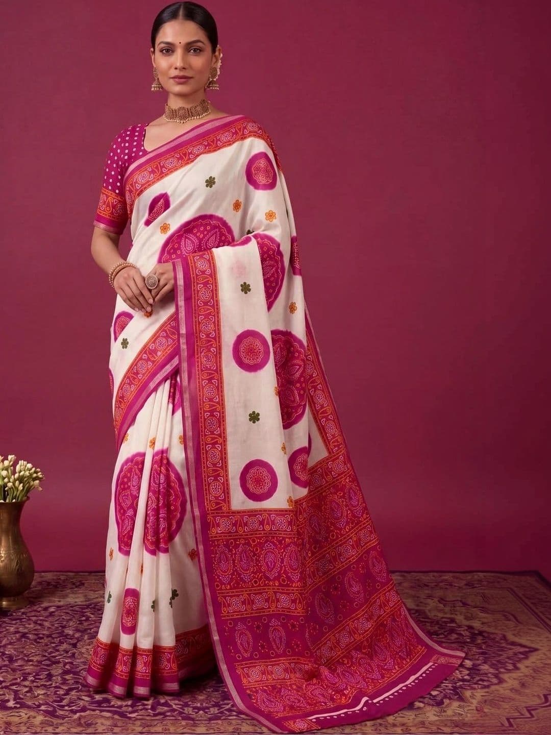 SAMANTHA Bandhani Zari Silk Blend Saree - view 1