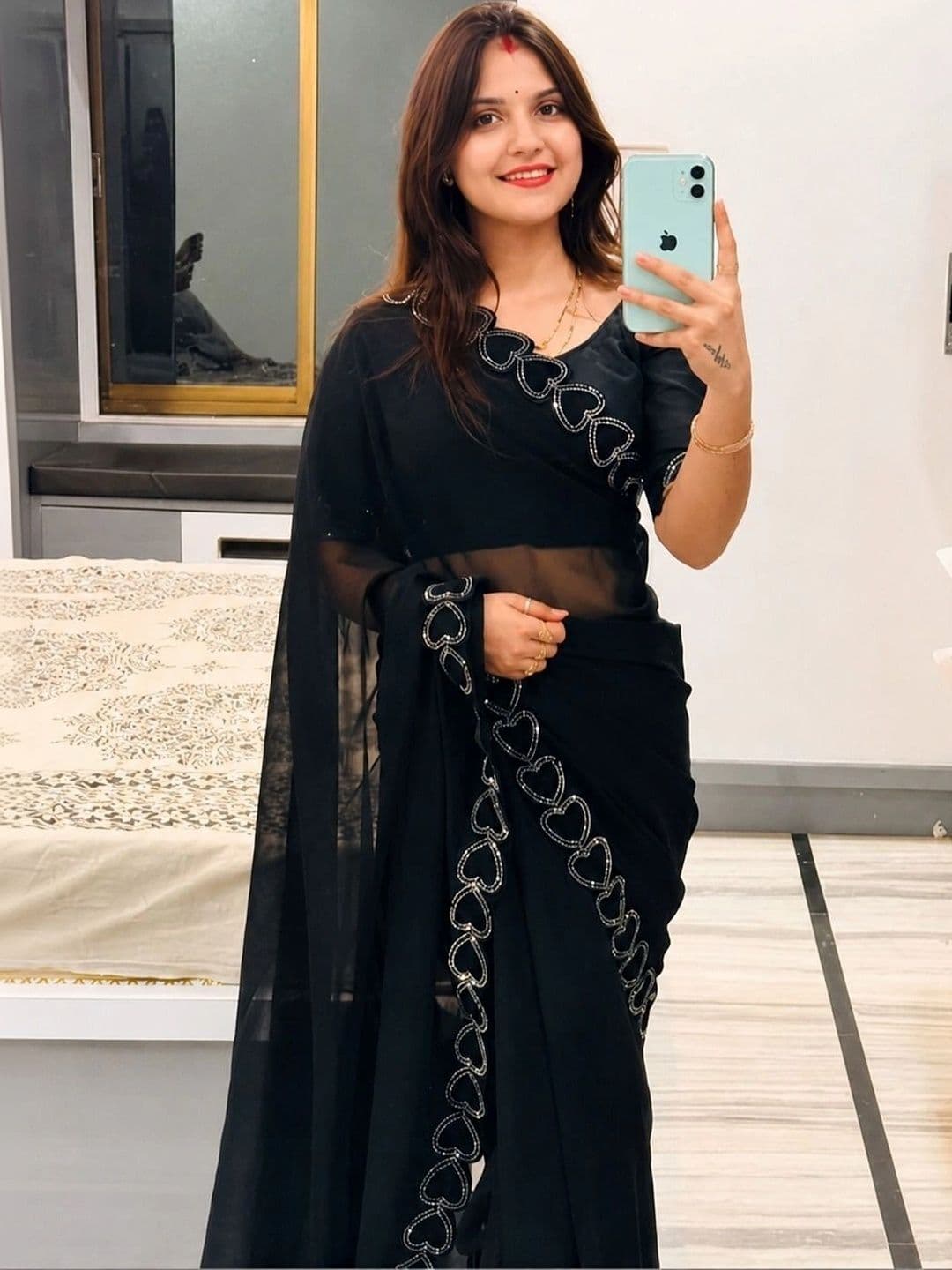 RENBRIZA Poly Georgette Saree - view 1