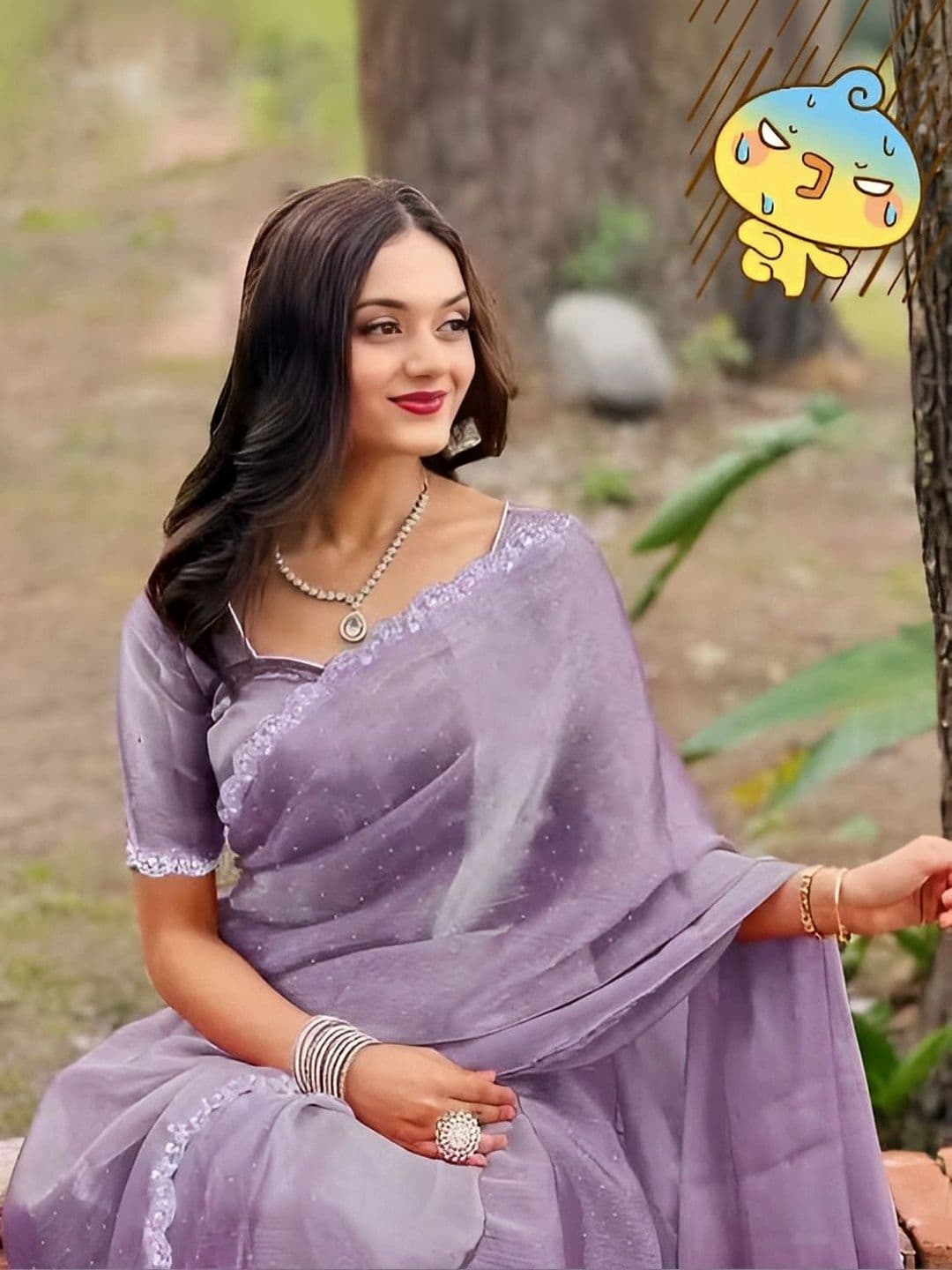 RENBRIZA Embellished Net Saree - view 1