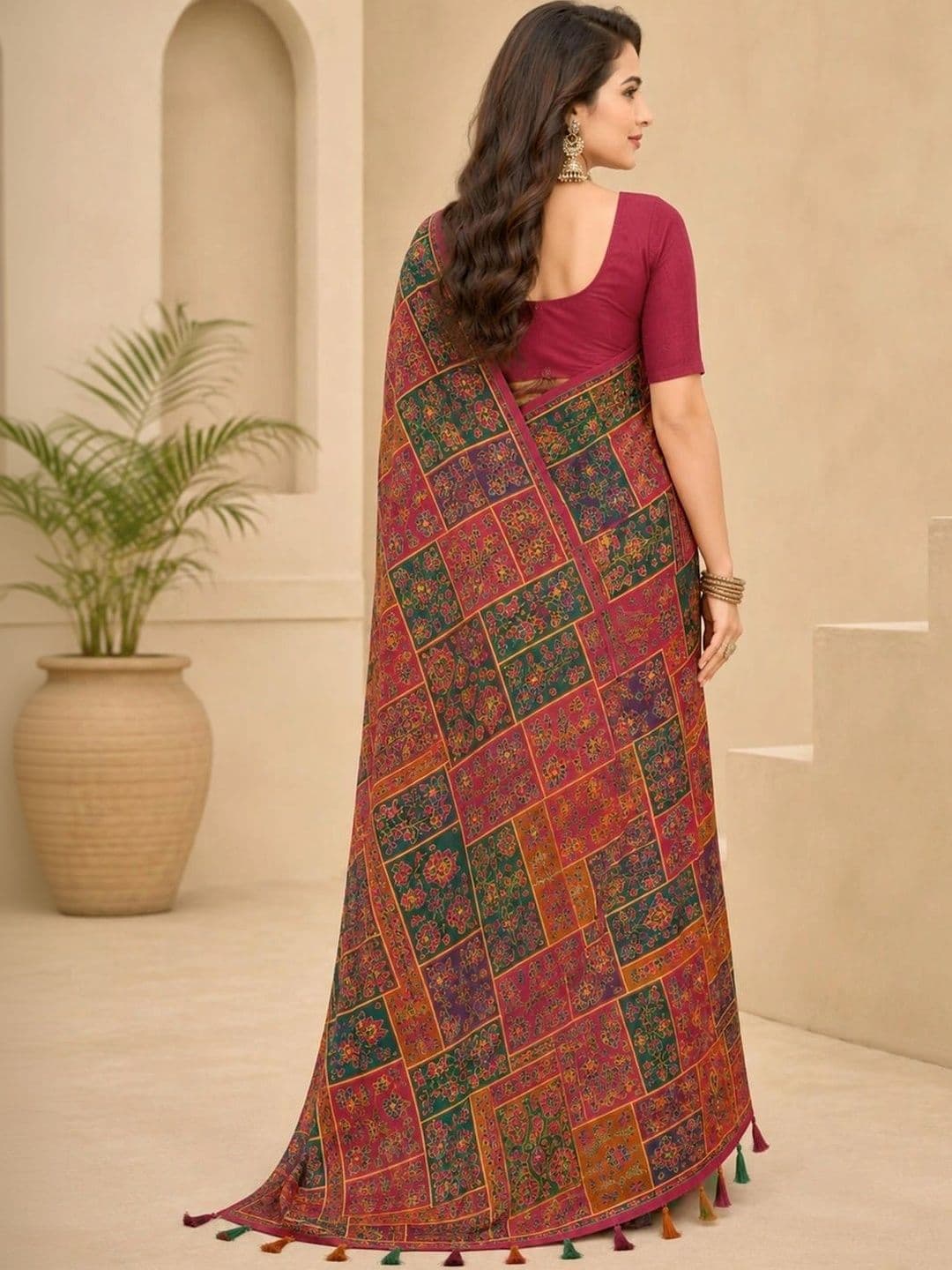 SAMANTHA Bandhani Poly Georgette Leheriya Saree thumbnail 5