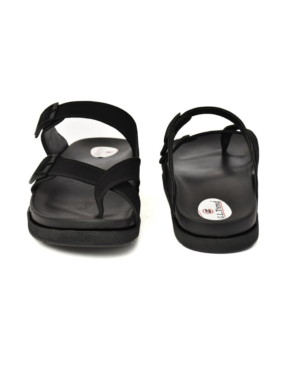 G L Trend Black Leather Sandals thumbnail 6