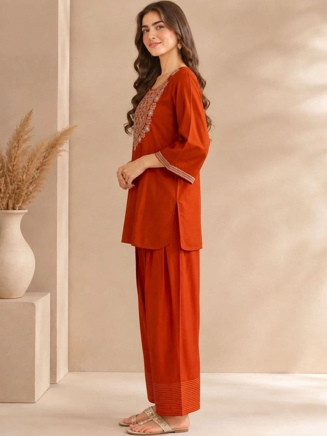 Jaipur Kurti Women Ethnic Motifs Embroidered Regular Thread Work Kurta with Farshi Salwar thumbnail 6