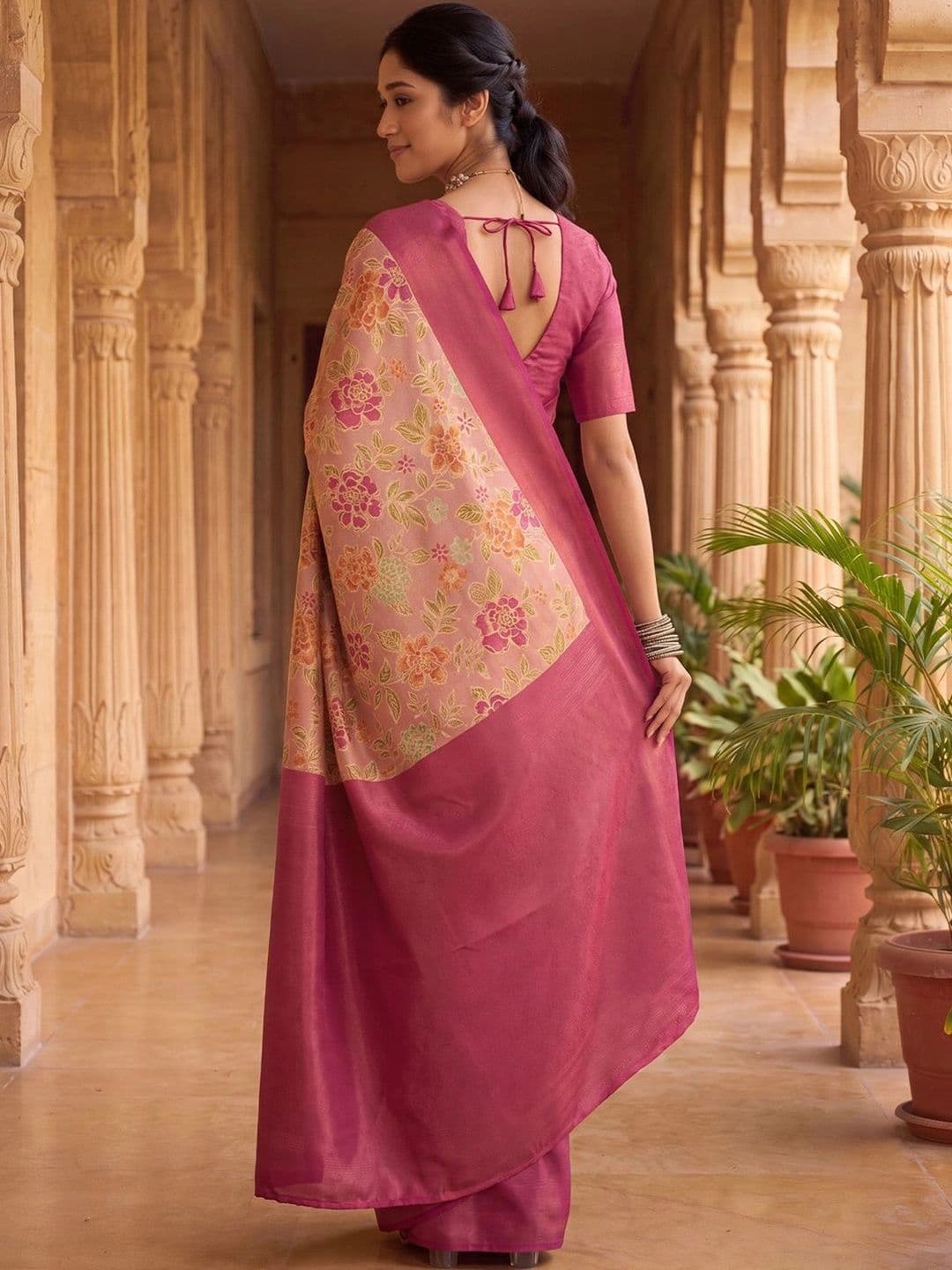 Anouk Floral Zari Silk Blend Designer Banarasi Saree thumbnail 4