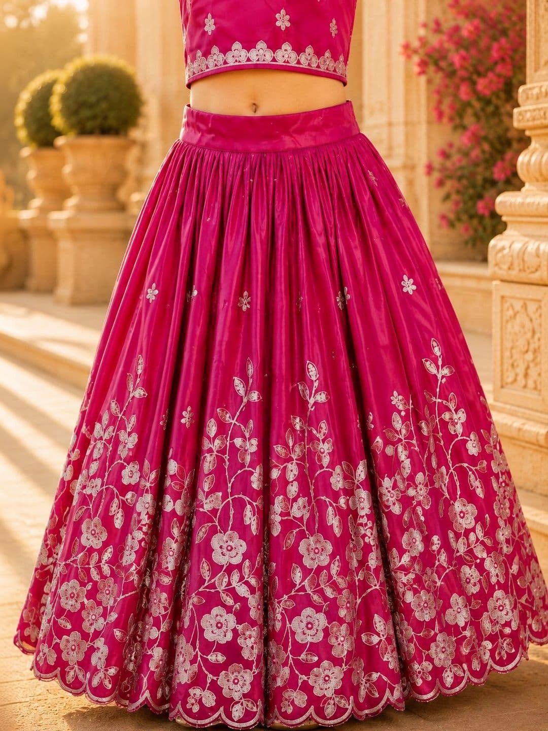 Sangria Girls Embroidered Thread Work Ready to Wear Lehenga & thumbnail 2