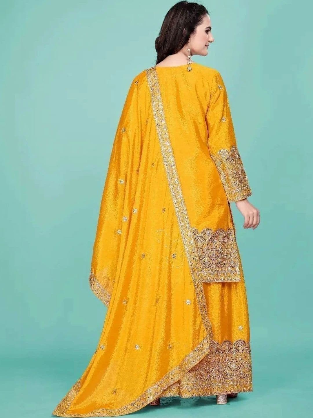 mudra creation Women Floral Regular Gotta Patti Kurta with Sharara & With Dupatta thumbnail 4