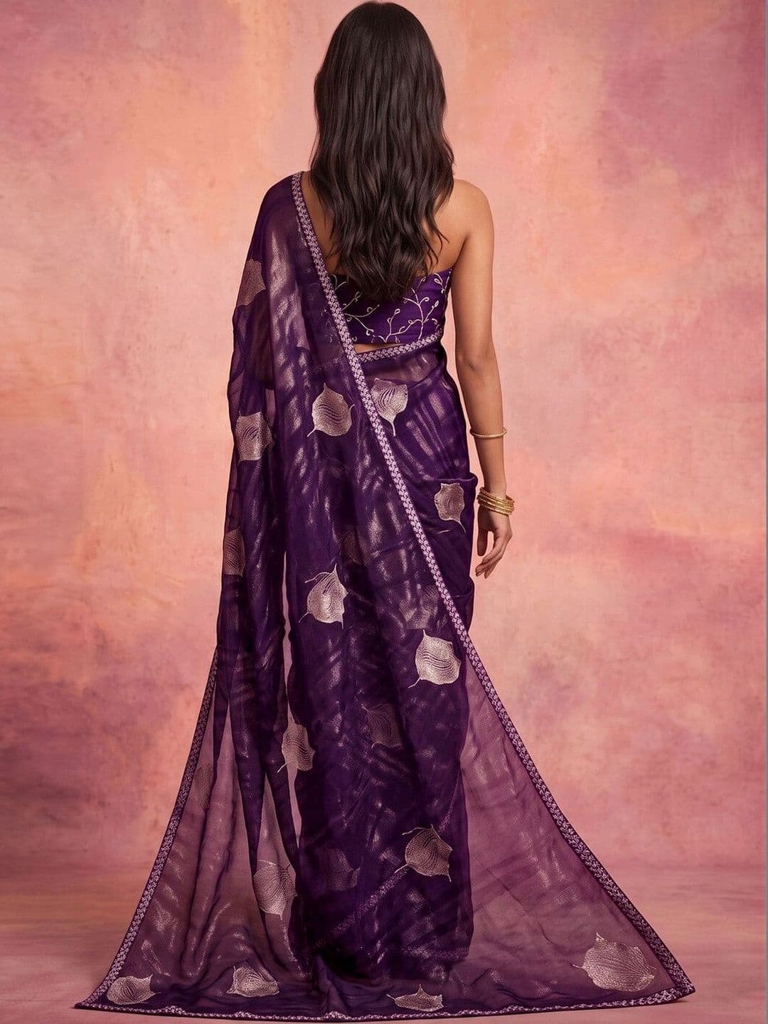 DRIP CHOWK Woven Design Embroidered Pure Georgette Saree thumbnail 3