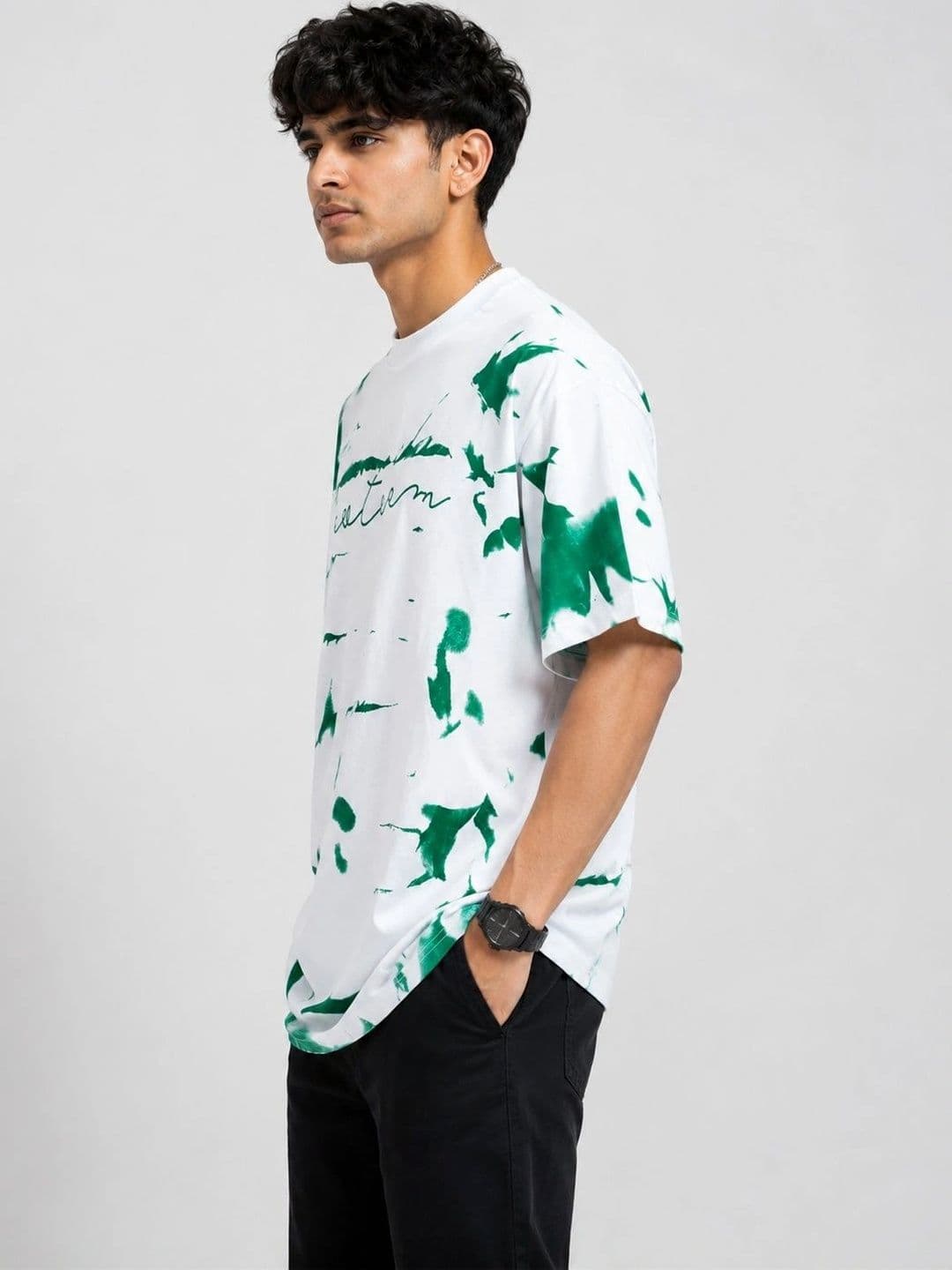 AEMA Men Abstract Printed Oversized T-shirt thumbnail 2