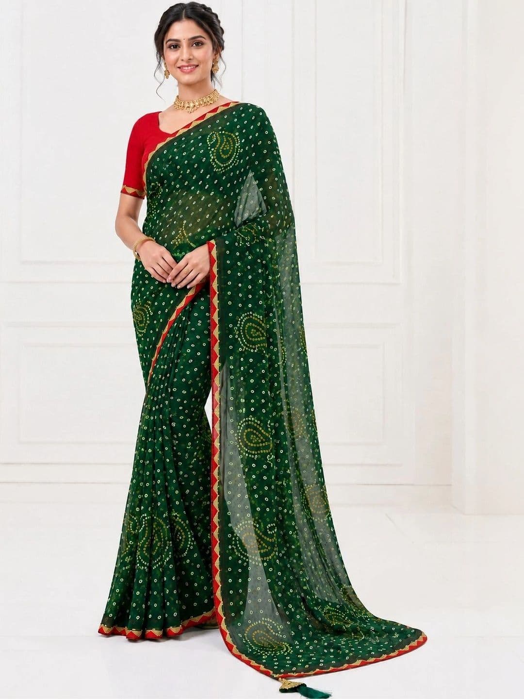 RENBRIZA Bandhani Poly Georgette Saree - view 1