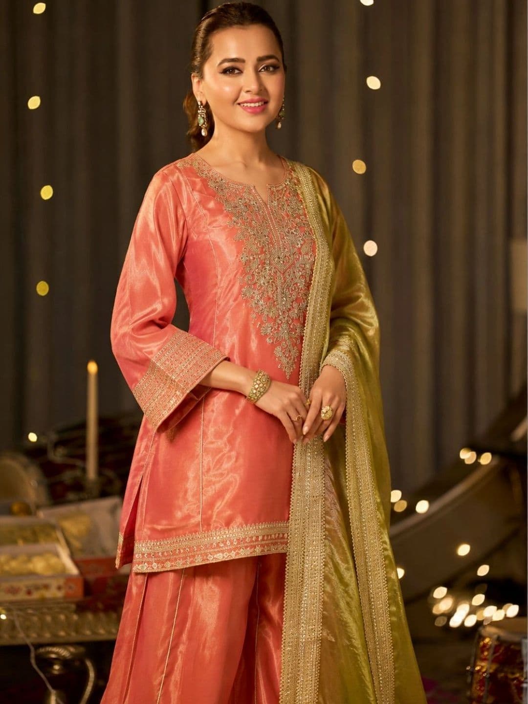 MOKOSH Women Embroidered Kurti and Sharara Set with Dupatta thumbnail 5