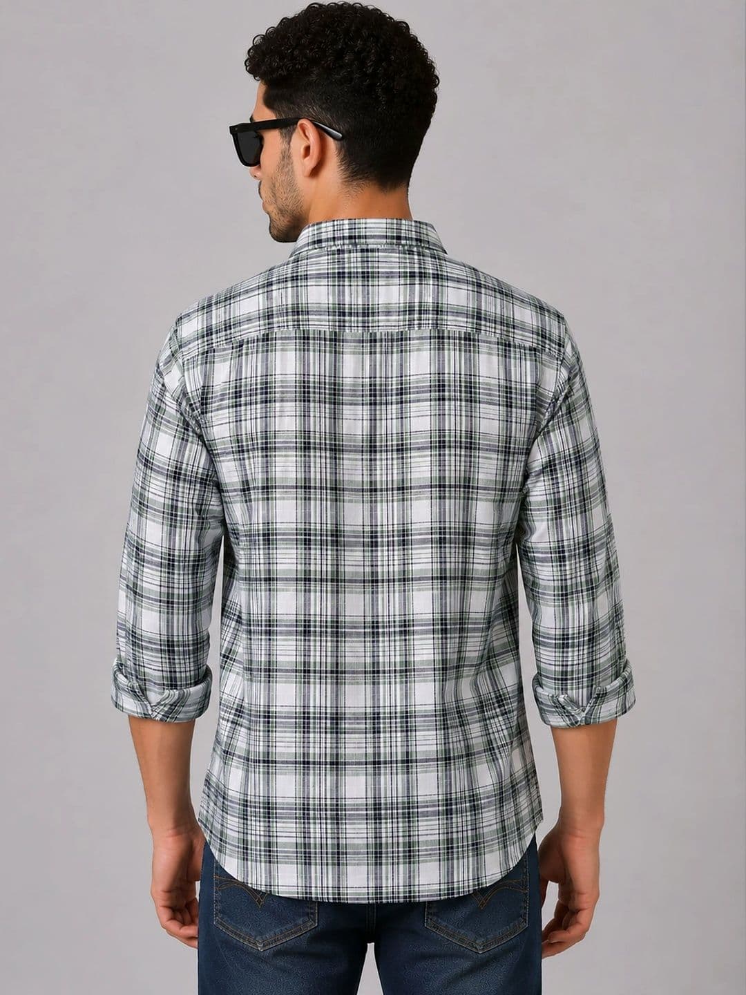 U.S. PITCHERS Men Modern Slim Fit Tartan Checks Checked Casual Shirt thumbnail 4
