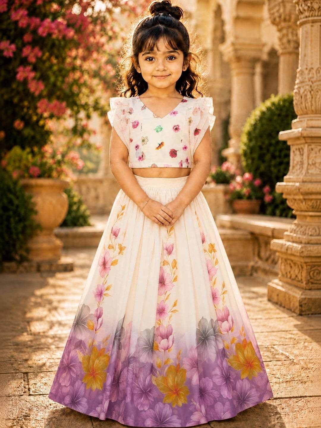 Sangria Girls Printed Ready to Wear Lehenga & - view 1