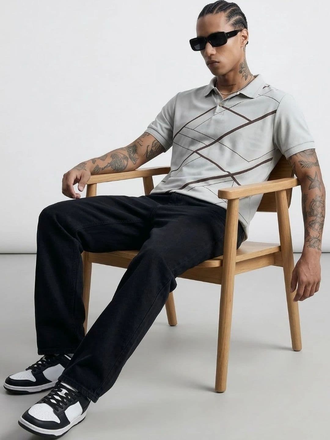 HERE&NOW Men Printed Polo Collar T-shirt - view 1