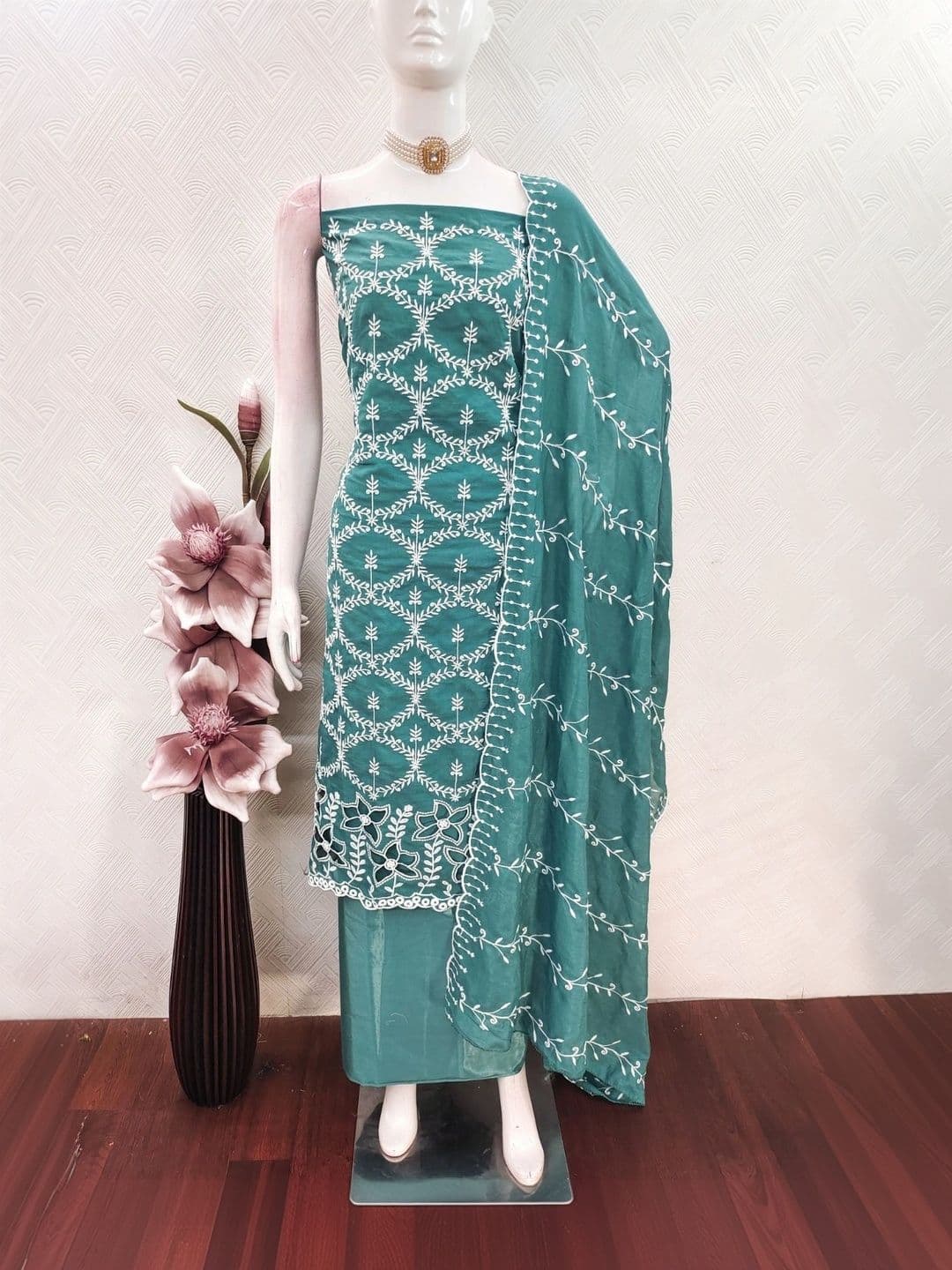 HMP Fashion Embroidered Unstitched Dress Material - view 1