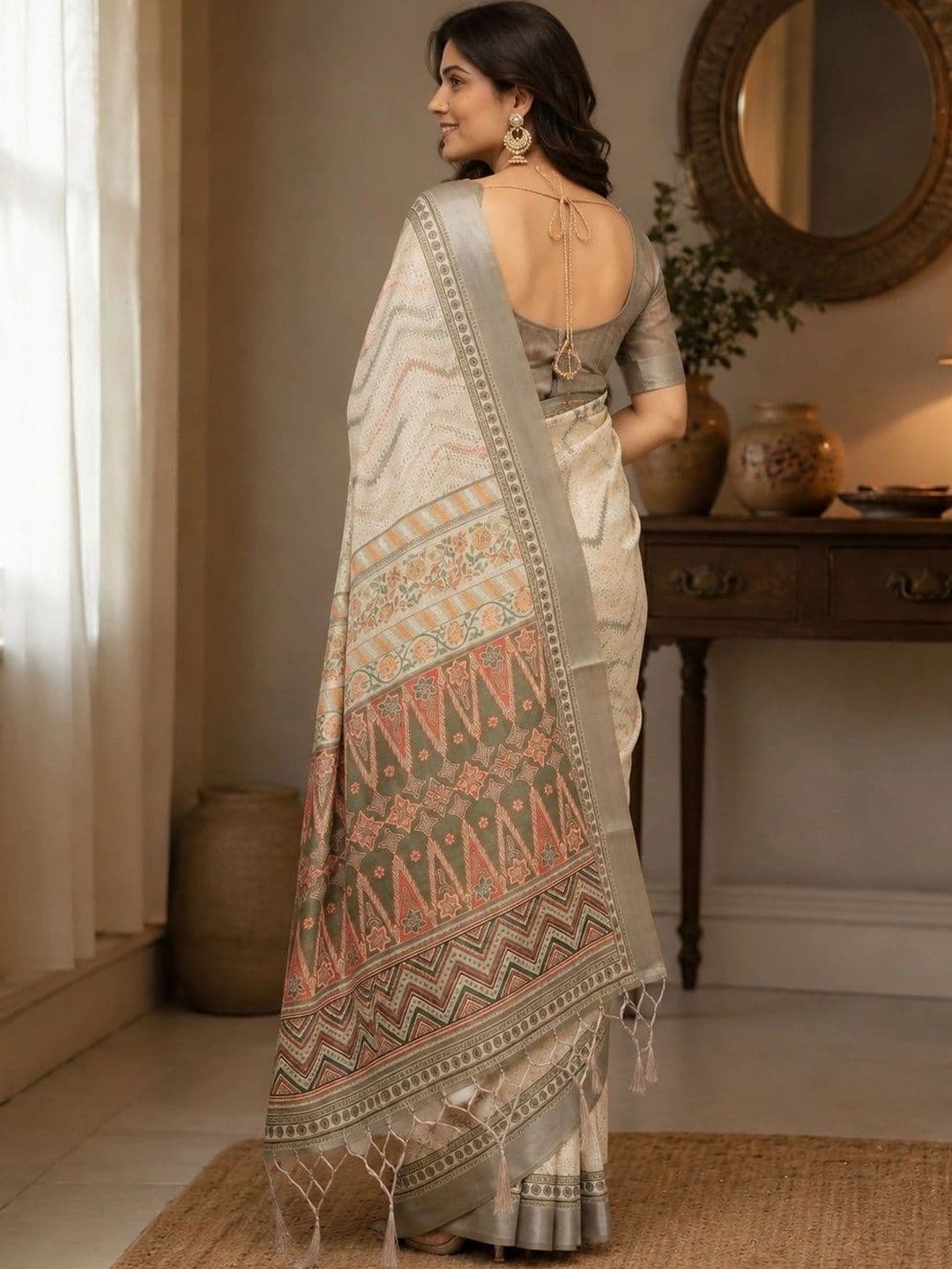 HERE&NOW Linen Blend Bhagalpuri Saree thumbnail 2