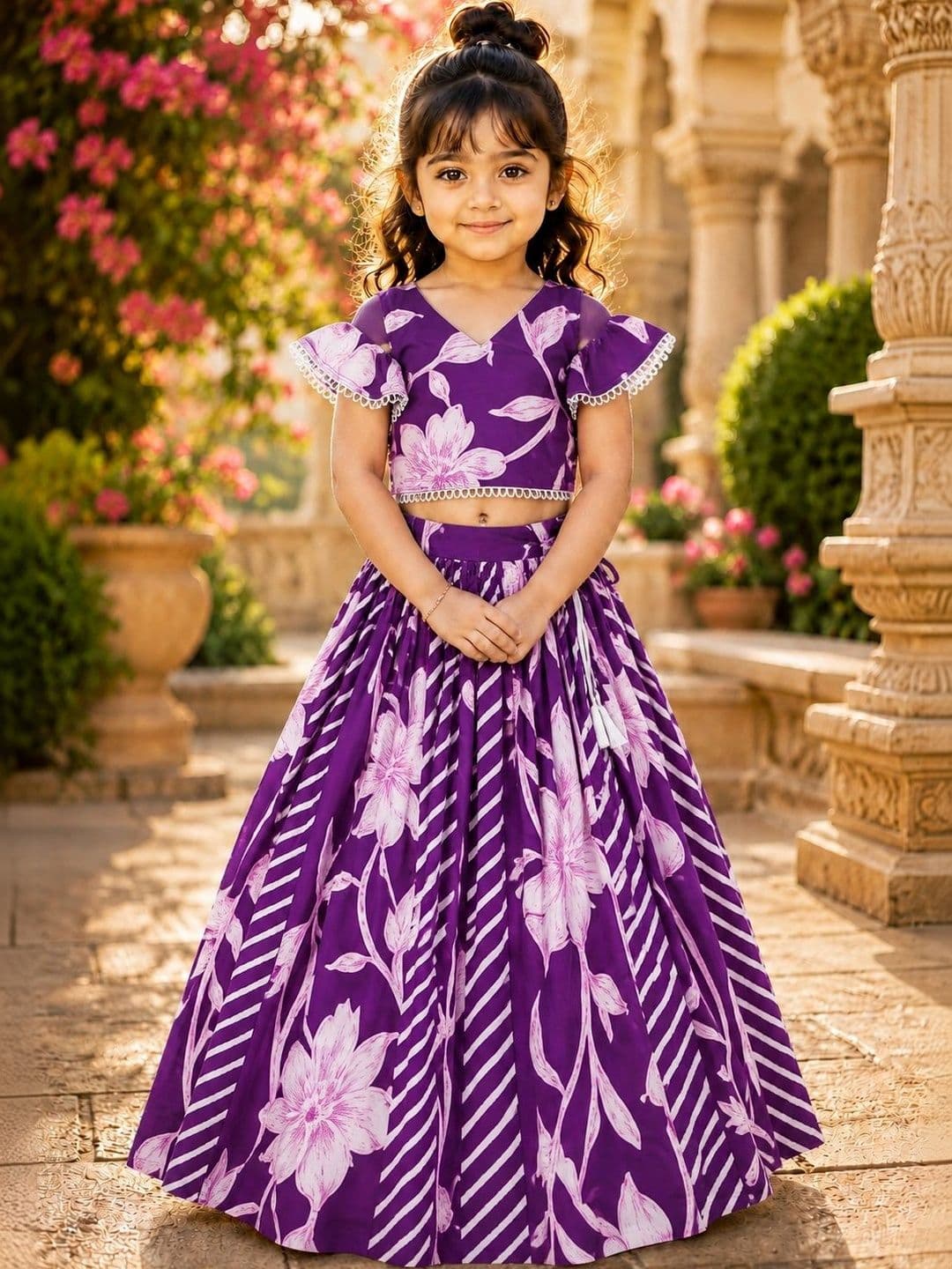 Sangria Girls Printed Ready to Wear Lehenga & - view 1