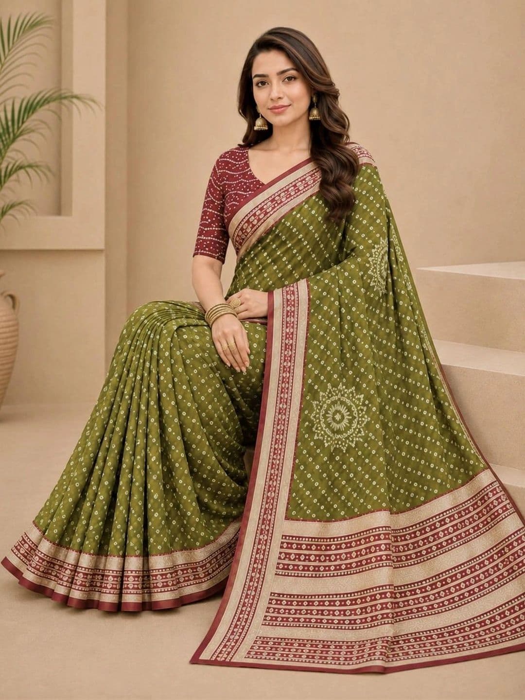 SAMANTHA Bandhani Zari Poly Georgette Saree thumbnail 6