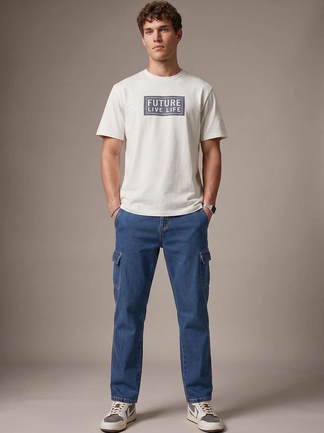 R.Code by The Roadster Life Co. Men Classic Regular Fit Mid-Rise Stretchable Jeans thumbnail 3