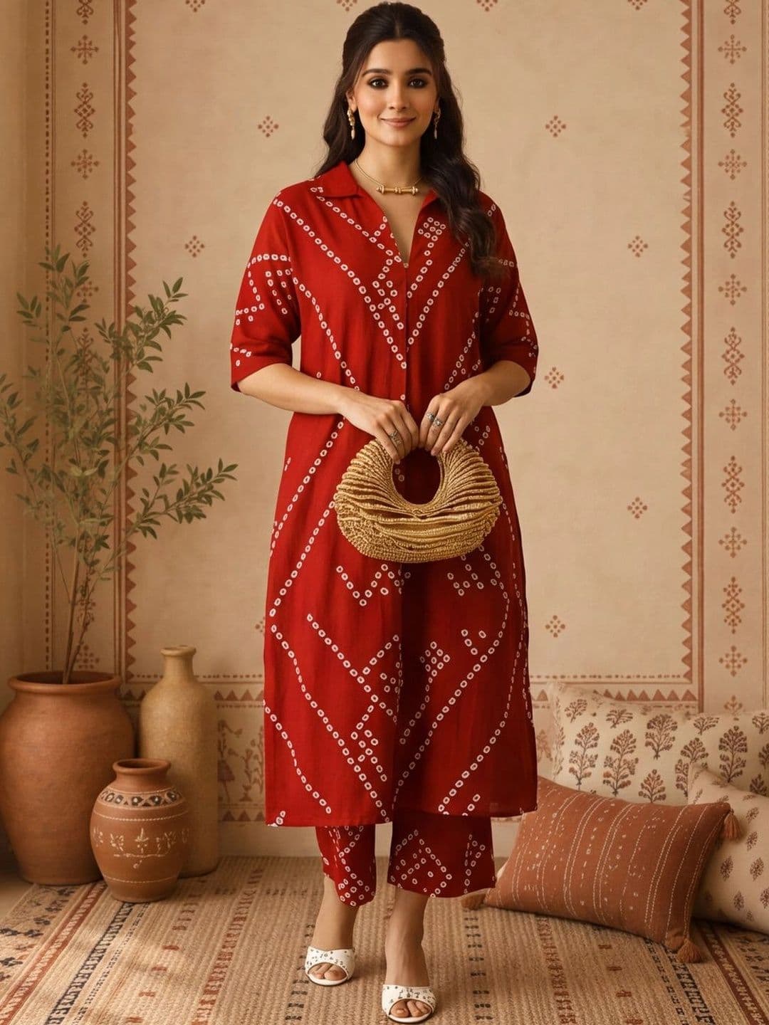 Anouk Women Printed Regular Pure Cotton Kurta with Trousers - view 1