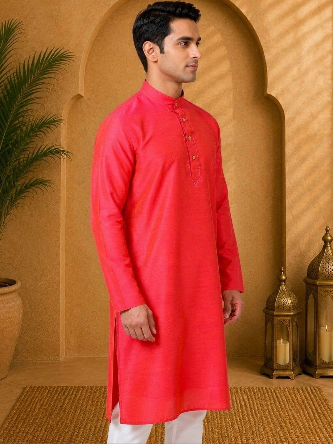 TATTVA Thread Work Mandarin Collar Straight Kurta thumbnail 5